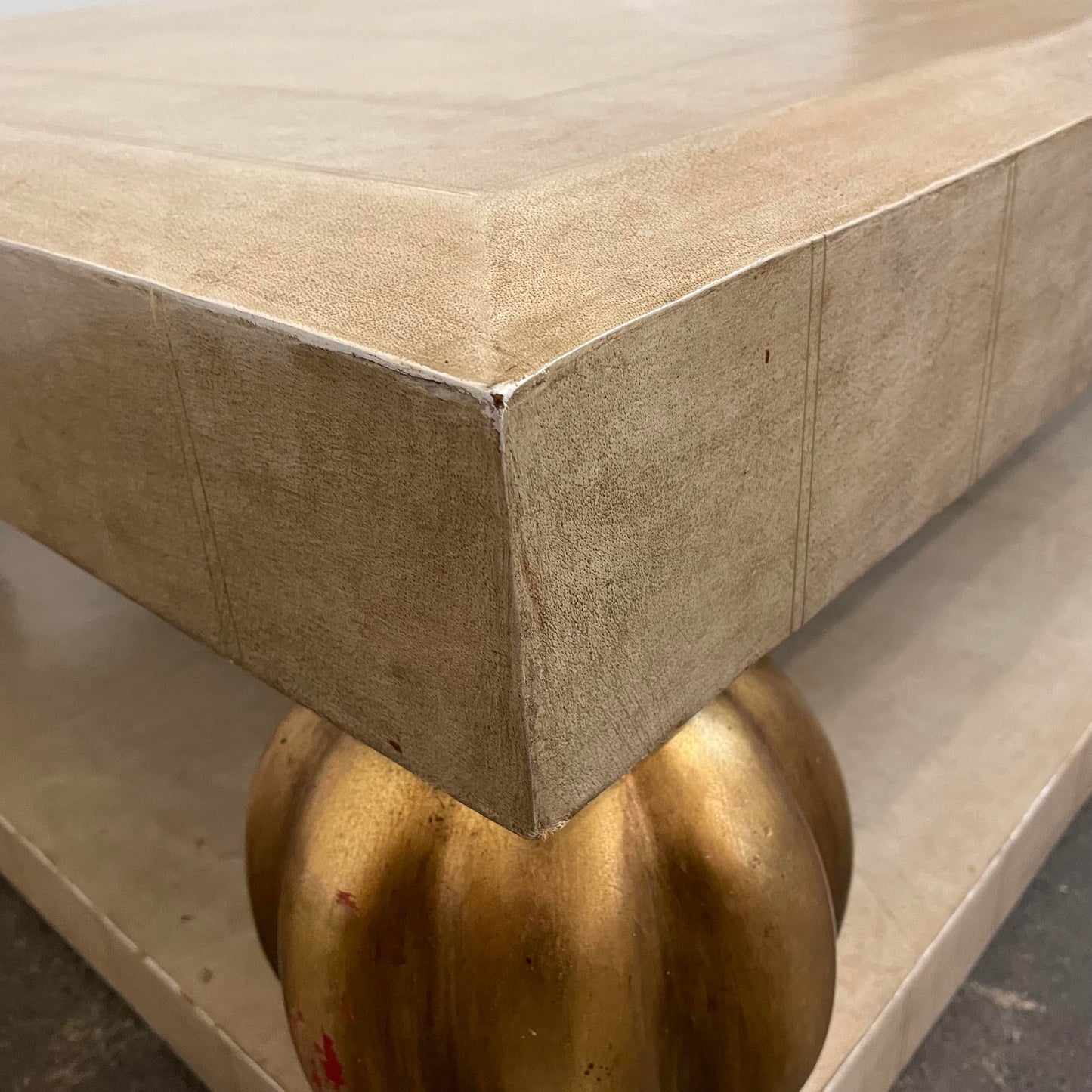 1980s Leather Wrapped Coffee Table
