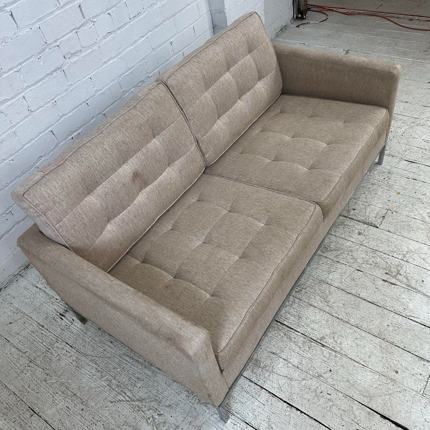 Mid Century Modern Florence Knoll Relaxed Two Seater Sofa Loveseat for Reupholstery