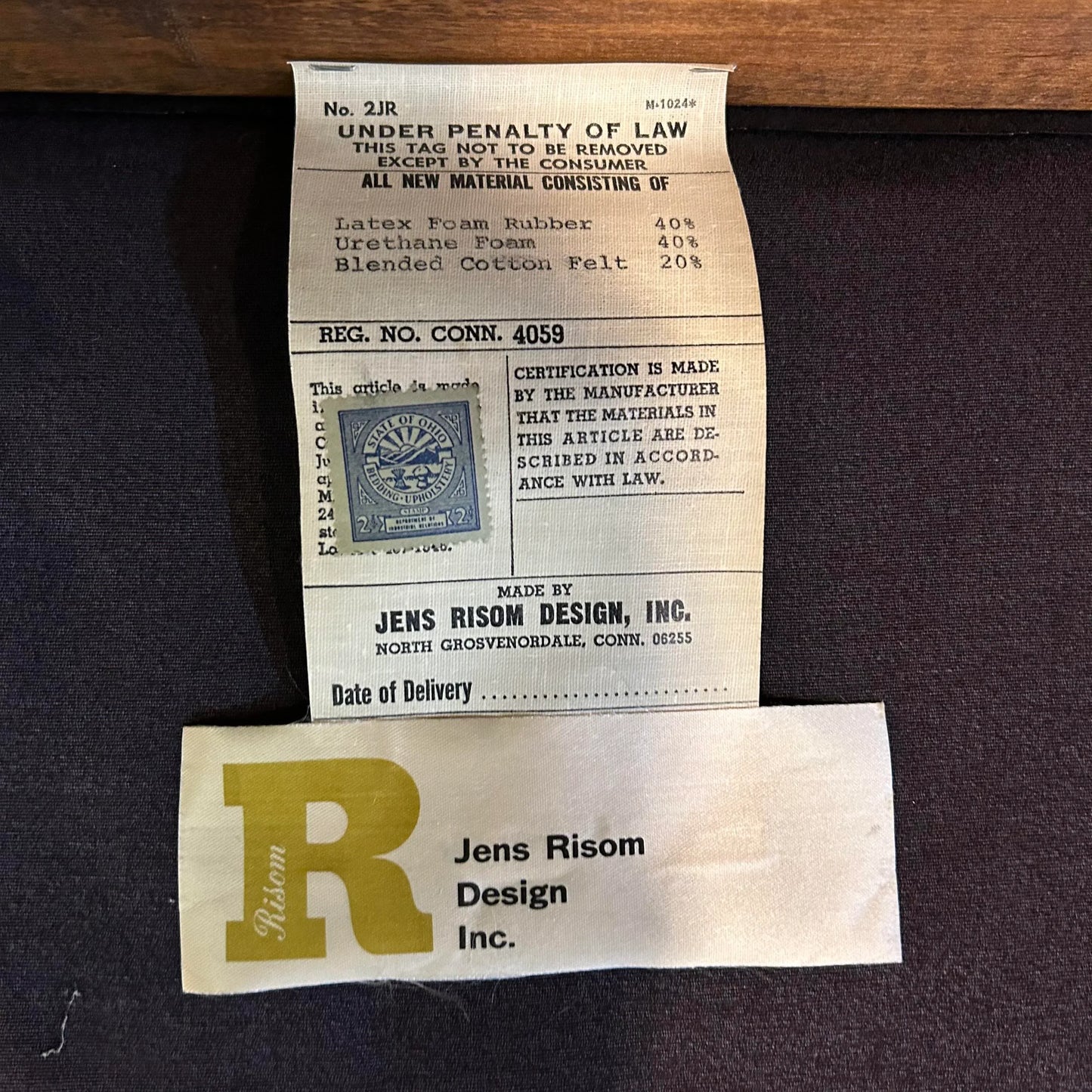 Jens Risom Designed Midcentury Pair of Arm Chairs Covered in Black Fabric