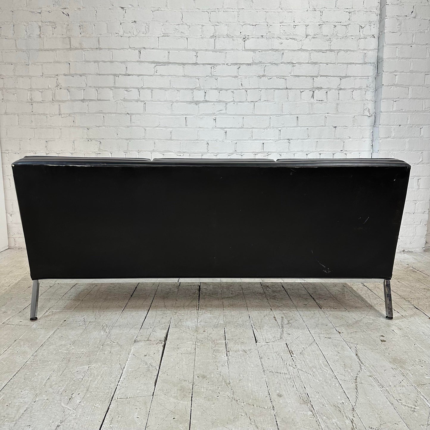 Knoll Black Vinyl Sofa by Florence Knoll