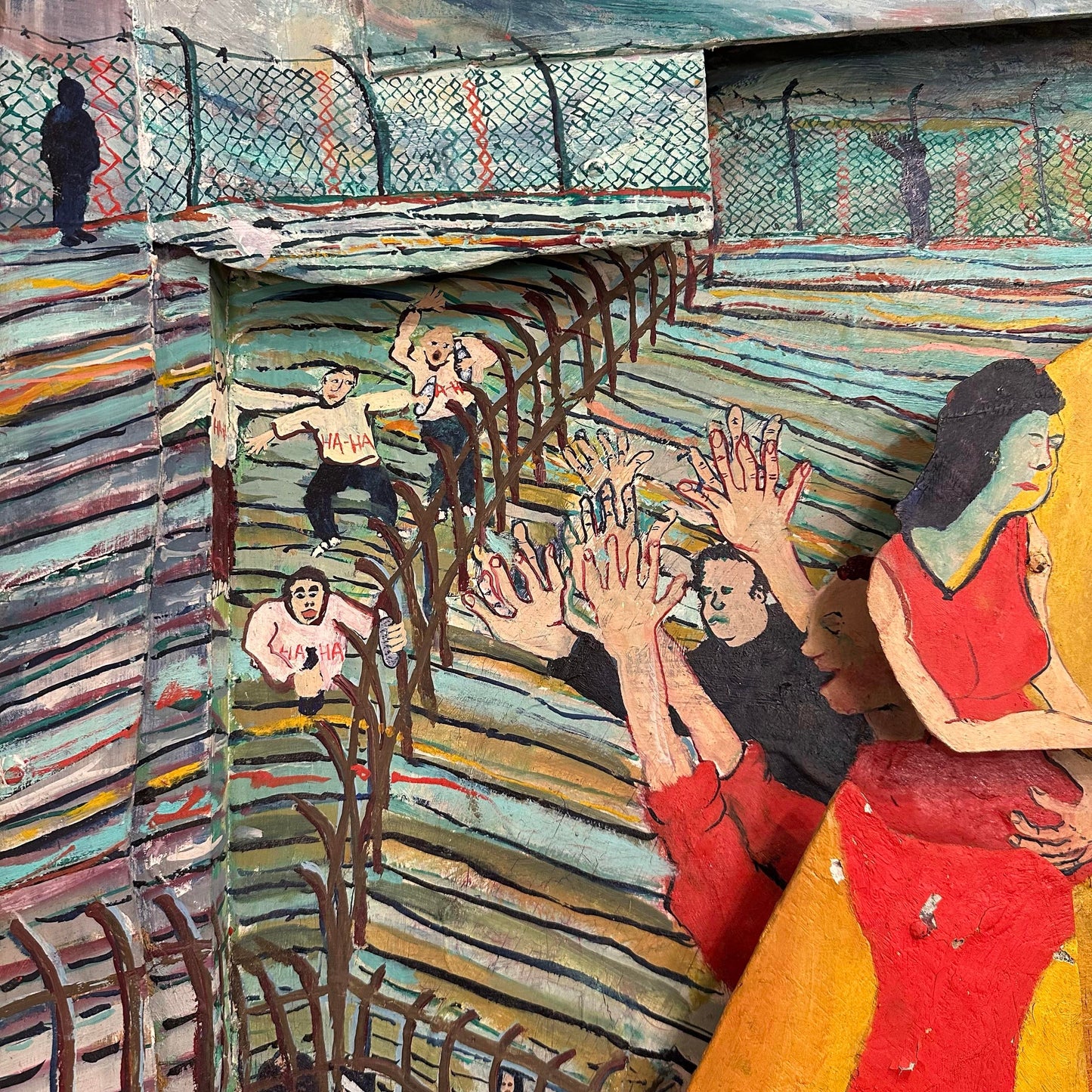 R W Multi Dimensional Modernist Surreal Painting Assemblage Figures