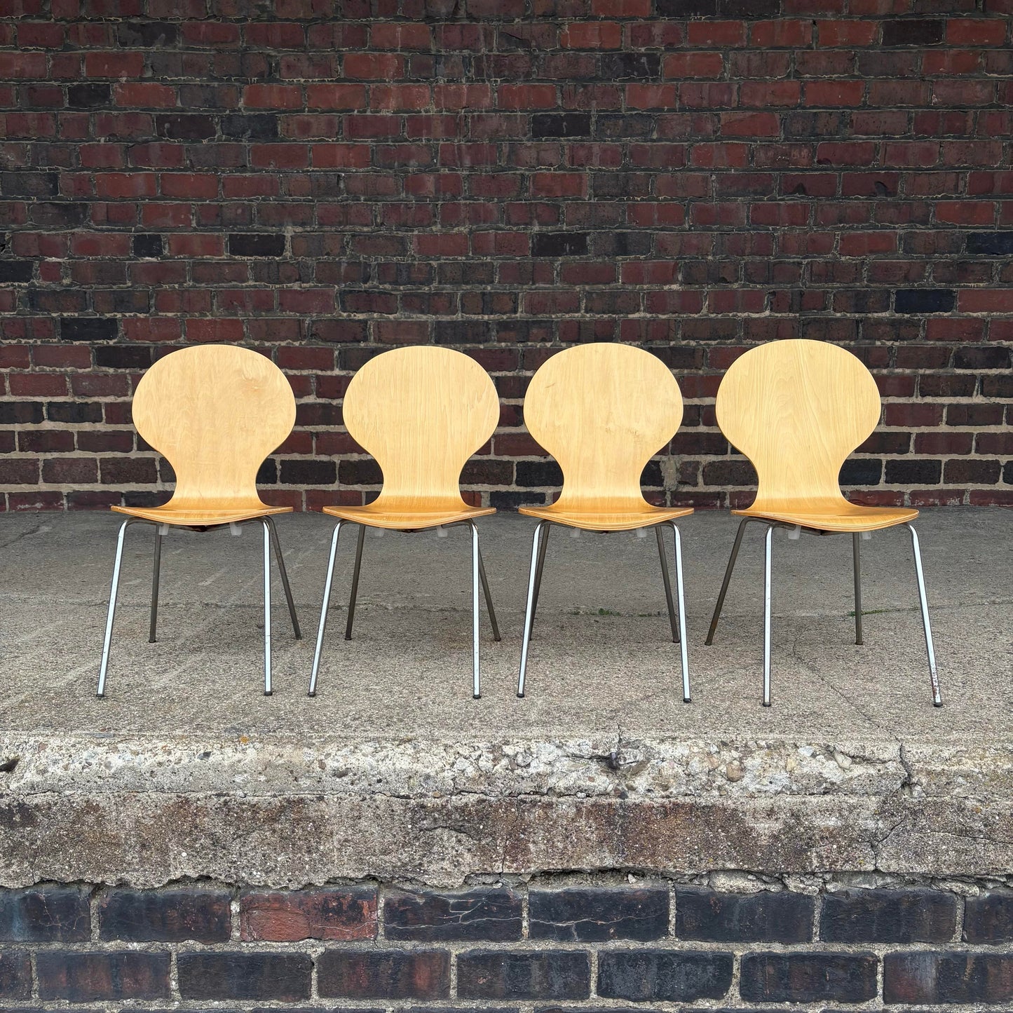 Mid Century Modern Set of 4 Children’s Bentwood Chairs Styled After Arne Jacobson