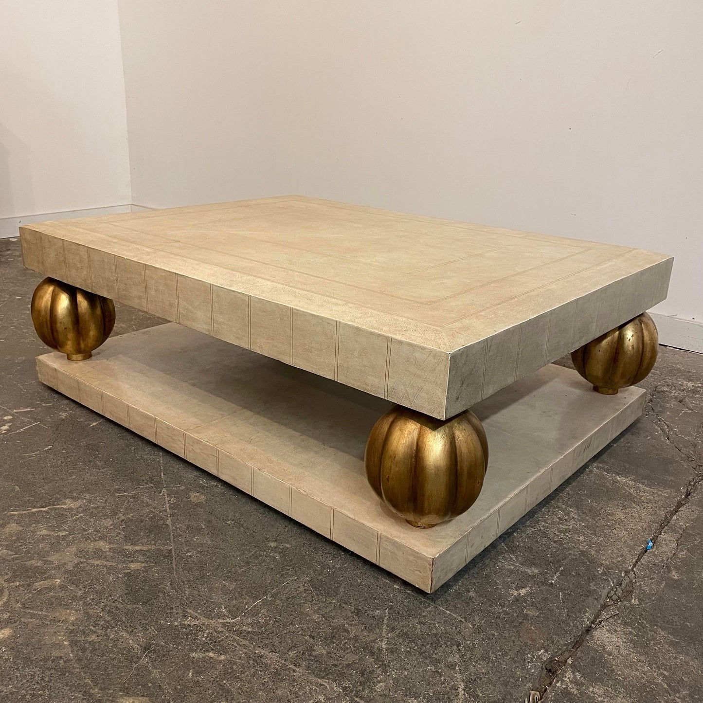 1980s Leather Wrapped Coffee Table