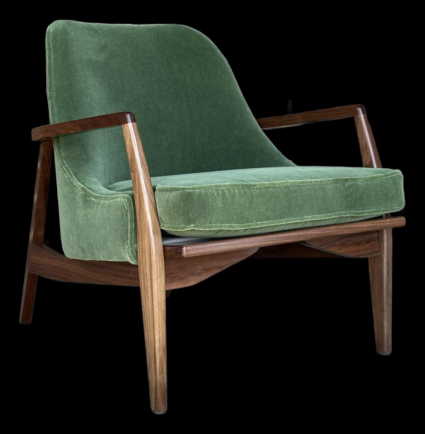 Mid Century Modern Custom Seal Style Lounge Chair Green Mohair