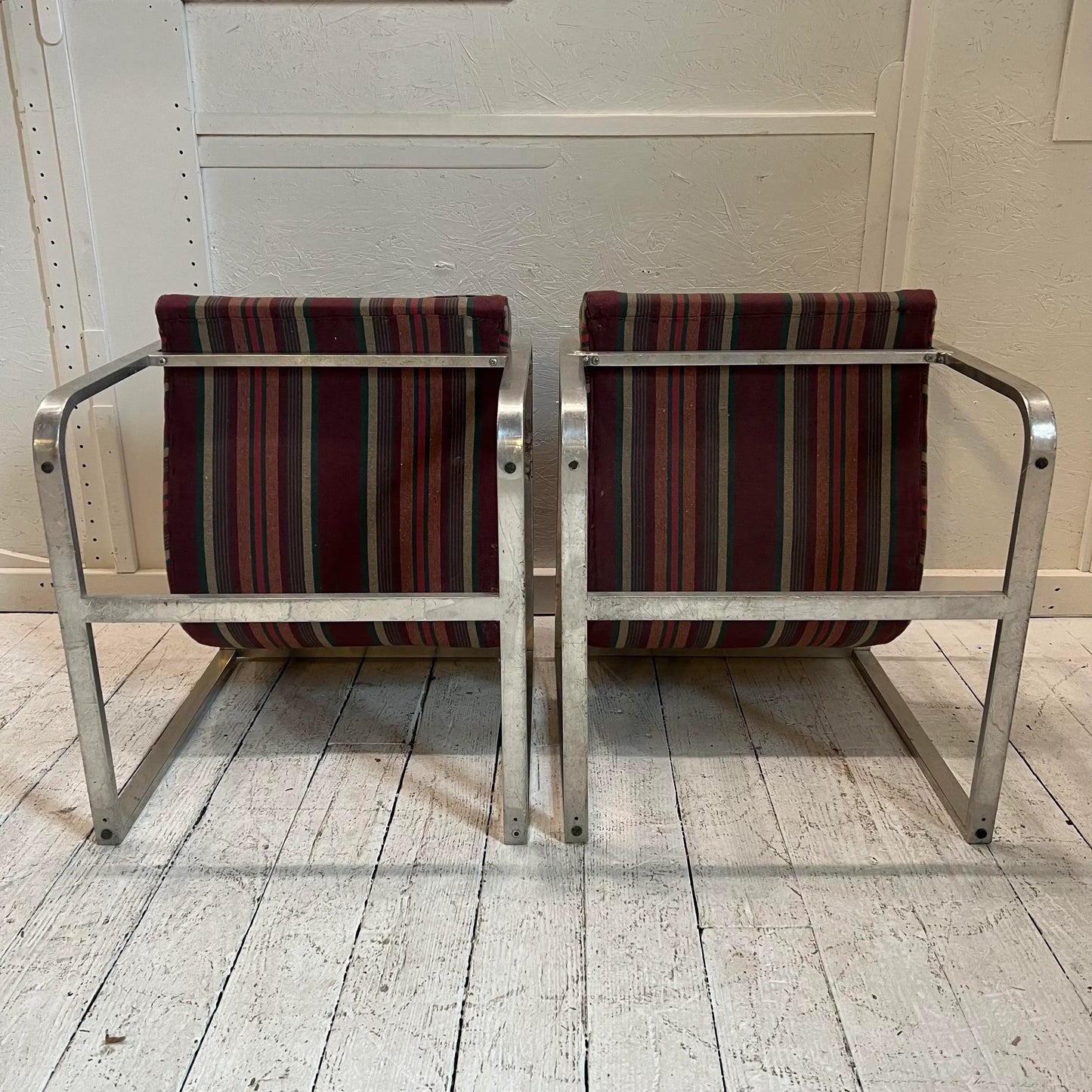 Mid Century Modern Brushed Aluminum Club Chairs