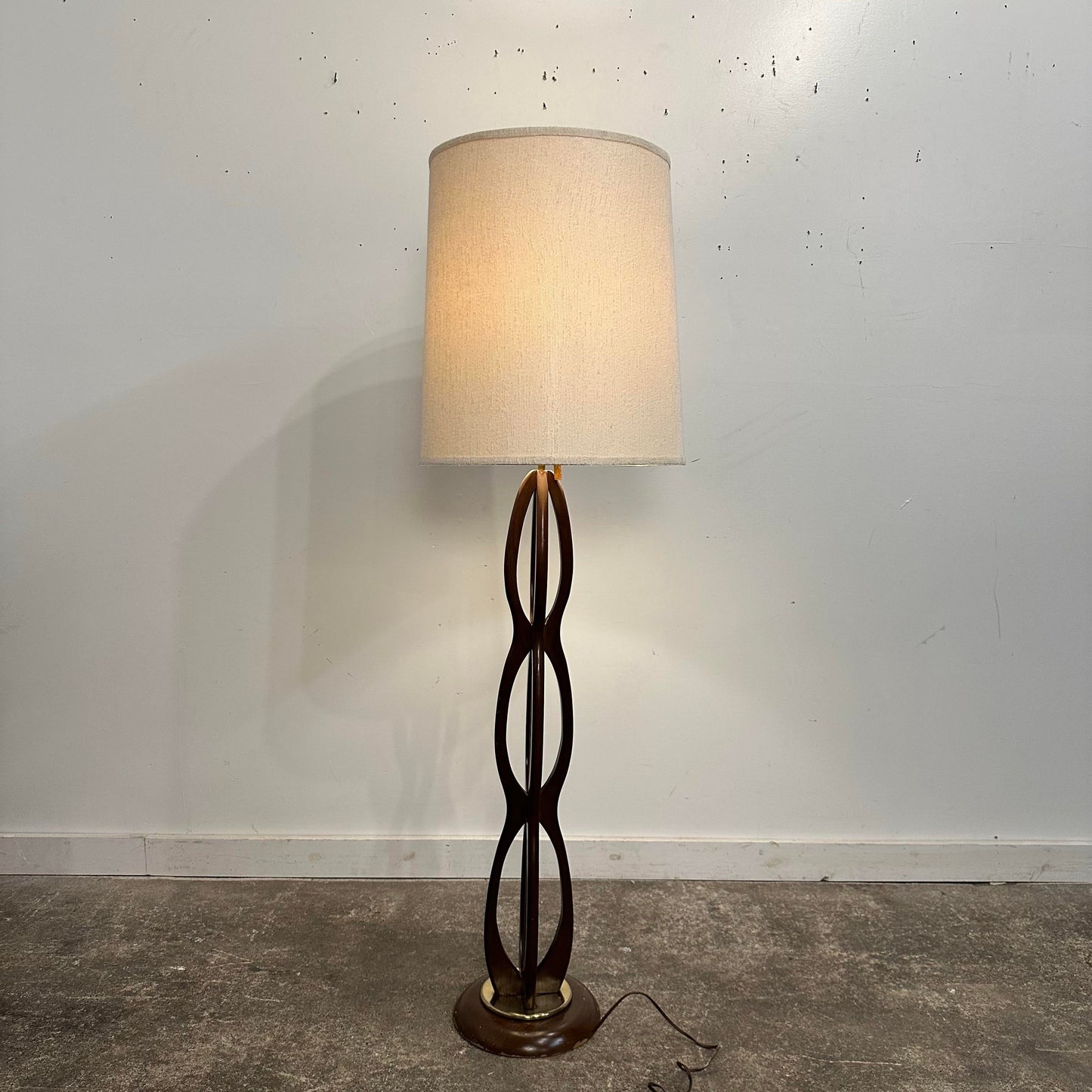 Mid Century Modern Modeline Sculpted Walnut Floor Lamp
