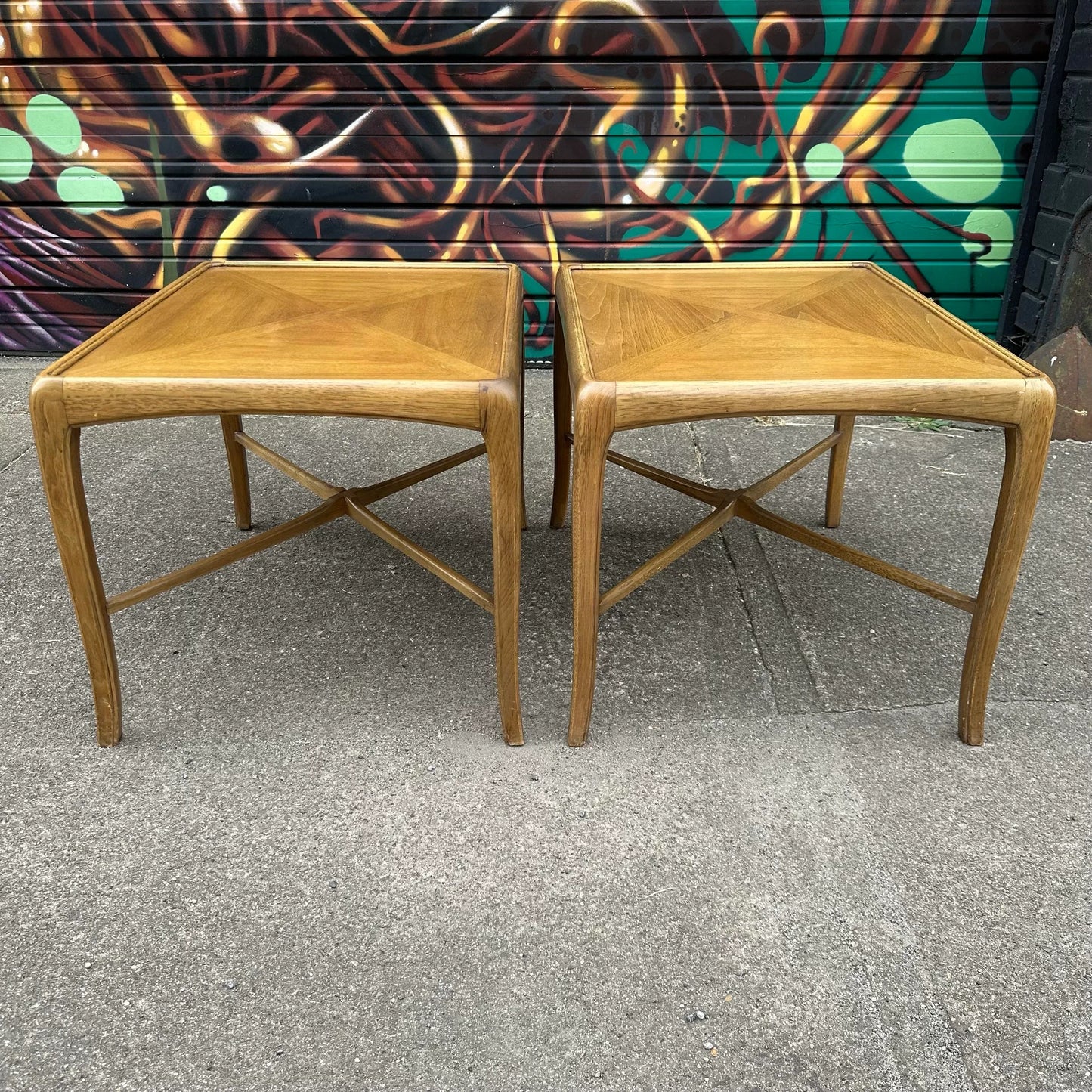 Pair of Thomasville End Tables Bentwood Legs Gibbings Feel