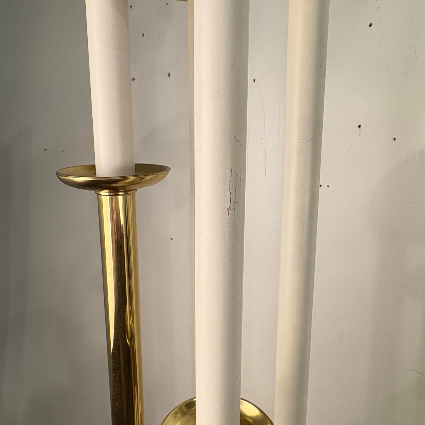 Pair of Colonial Premier Tall Brass and Marble Candelabra Style Table Lamps in the Style Tommi Parzinger