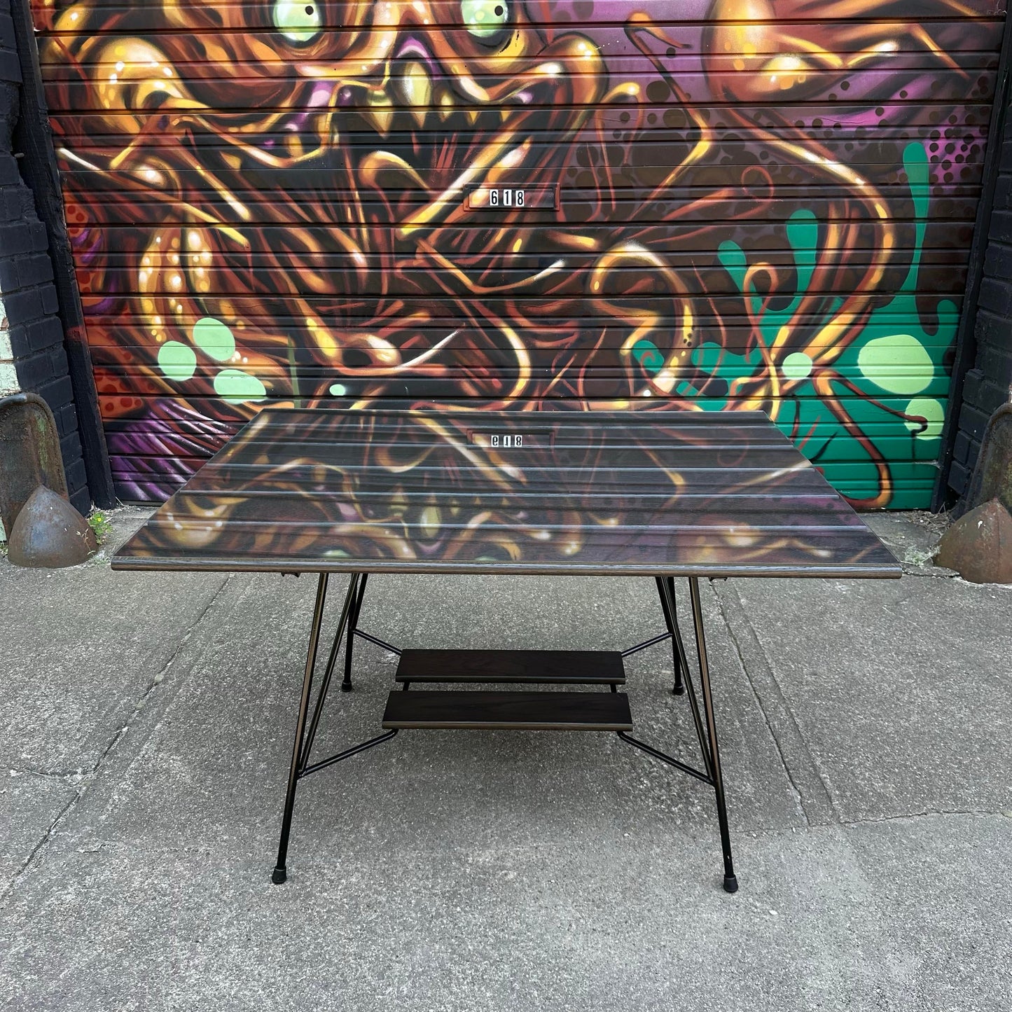 Richard McCarthy Wrought Iron and Oak Dining Set Mid-Century Modern