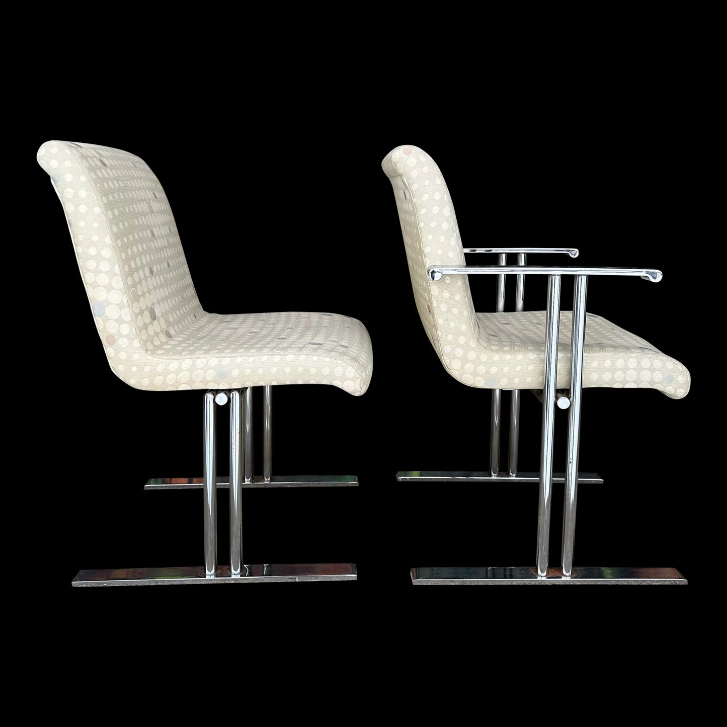 Set of 6 Directional Chrome Dining Chairs