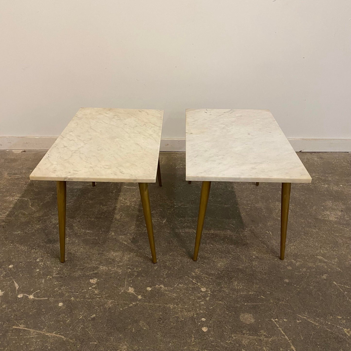 Mid 20th Century Modern Marble Side Tables With Brass Legs - a Pair