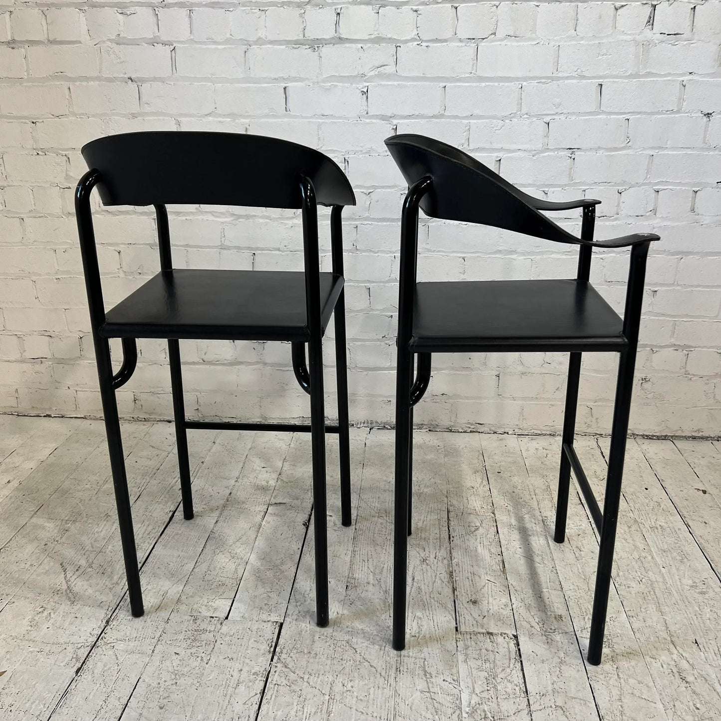 Cy Mann Post-Modern Leather Barstools