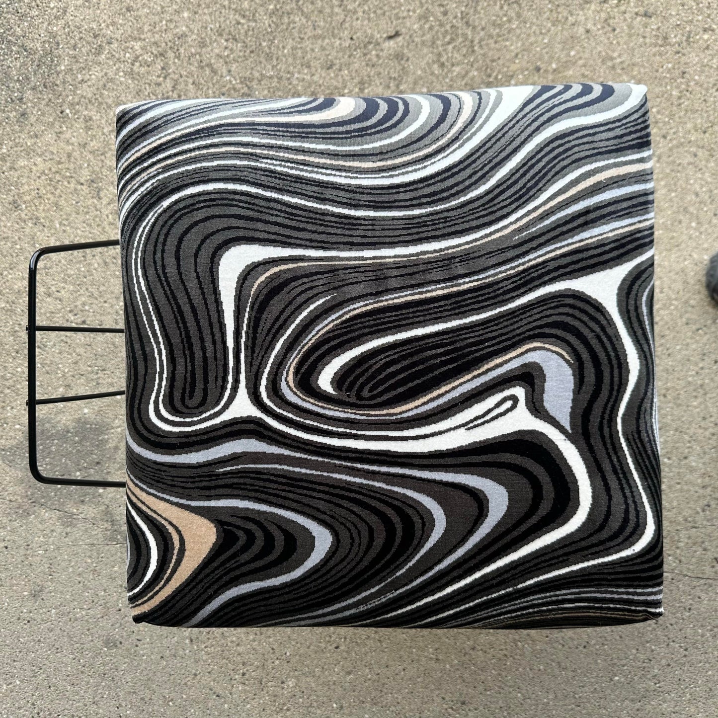 Reupholstered and Powder Coated Hairpin Leg Magazine Rack Ottoman