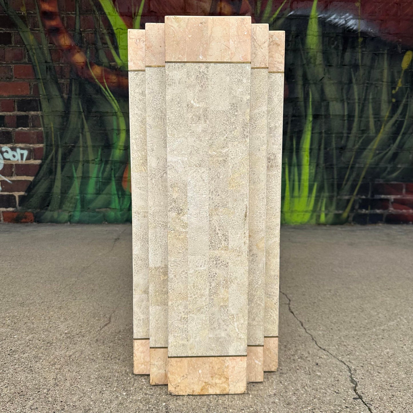 Maitland-Smith Tessellated Marble Stone Pedestal