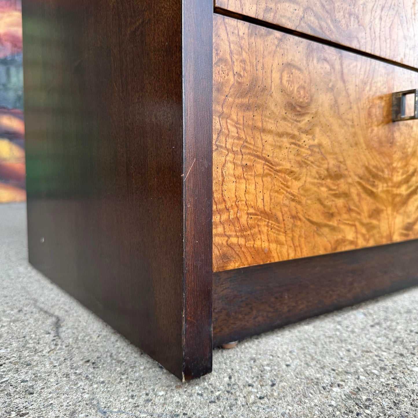 Century Furniture Burl and Brass Petit Chest of Drawers