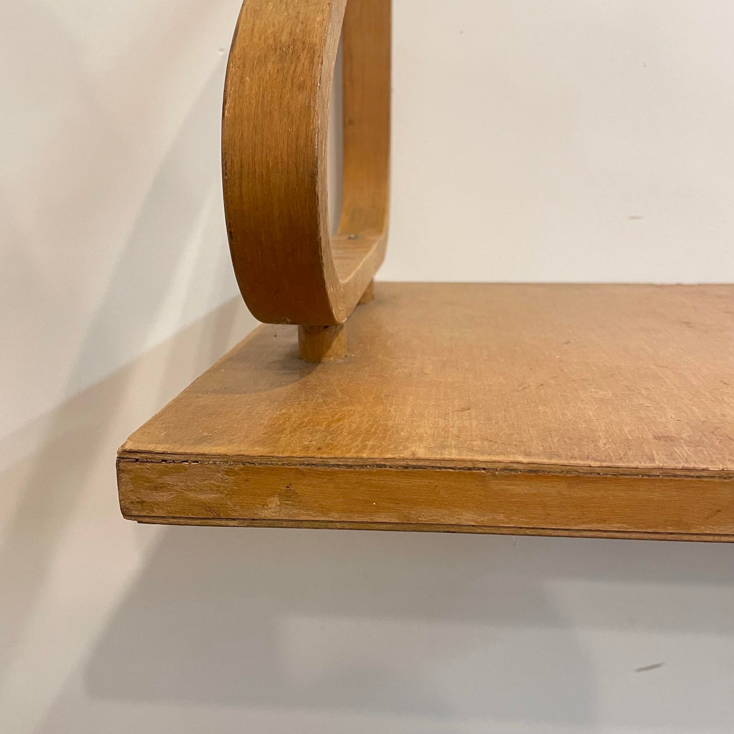 Mid 20th Century Vintage Mid-Century Modern Alvar Aalto Designed Wall Shelf Birds Eye Maple Bent Wood