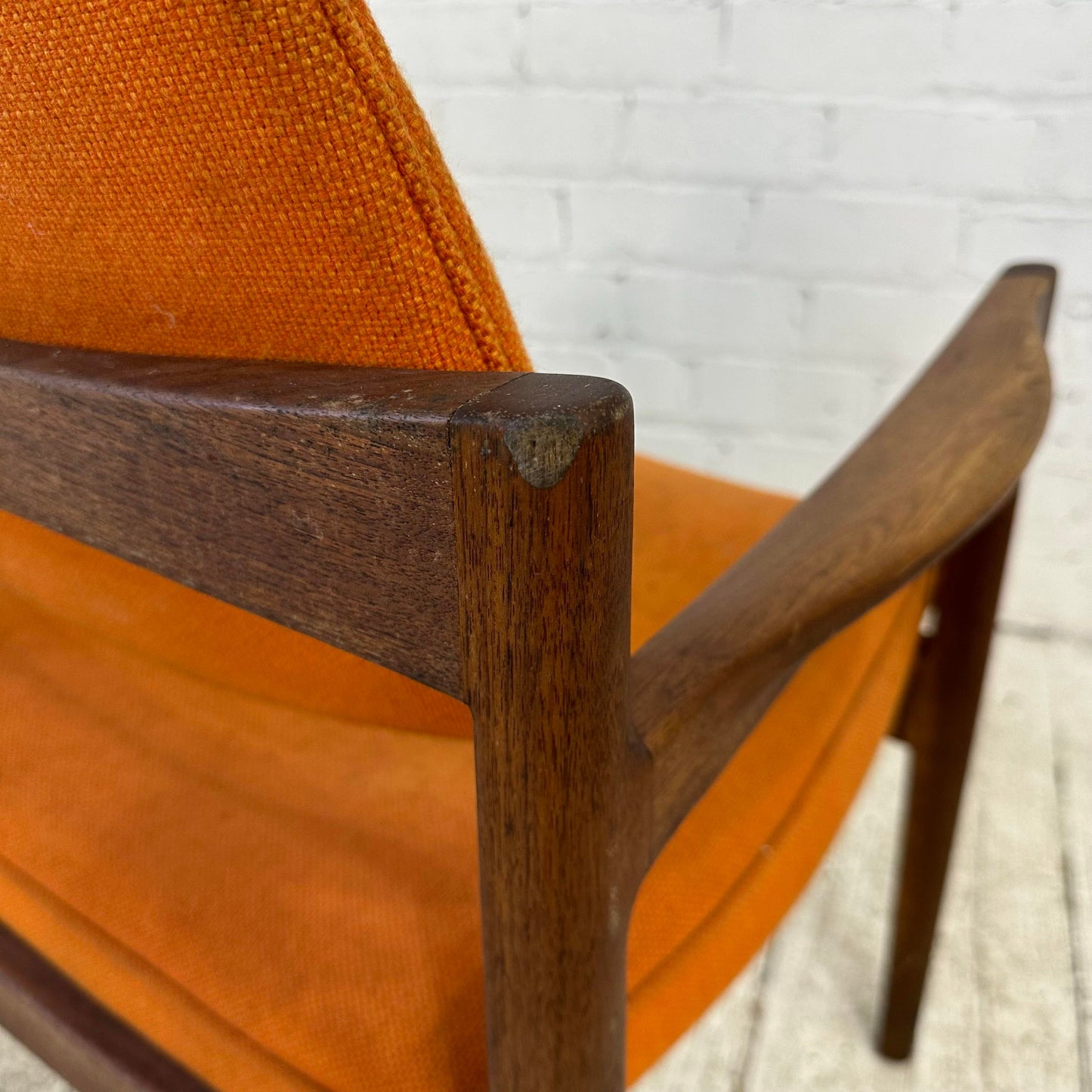 Pair of Jens Risom Walnut Arm Chairs