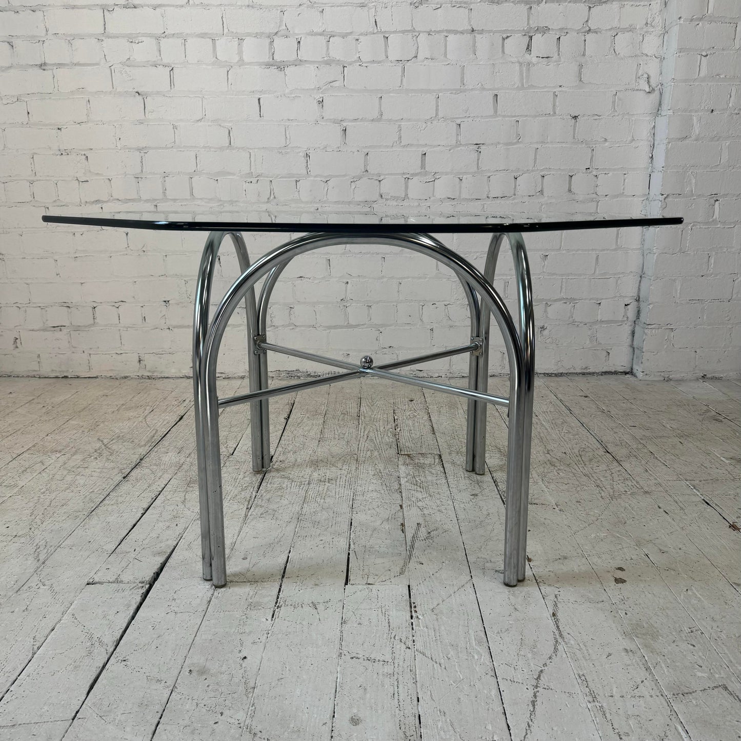 Chrome and Glass Octagonal Dining Table