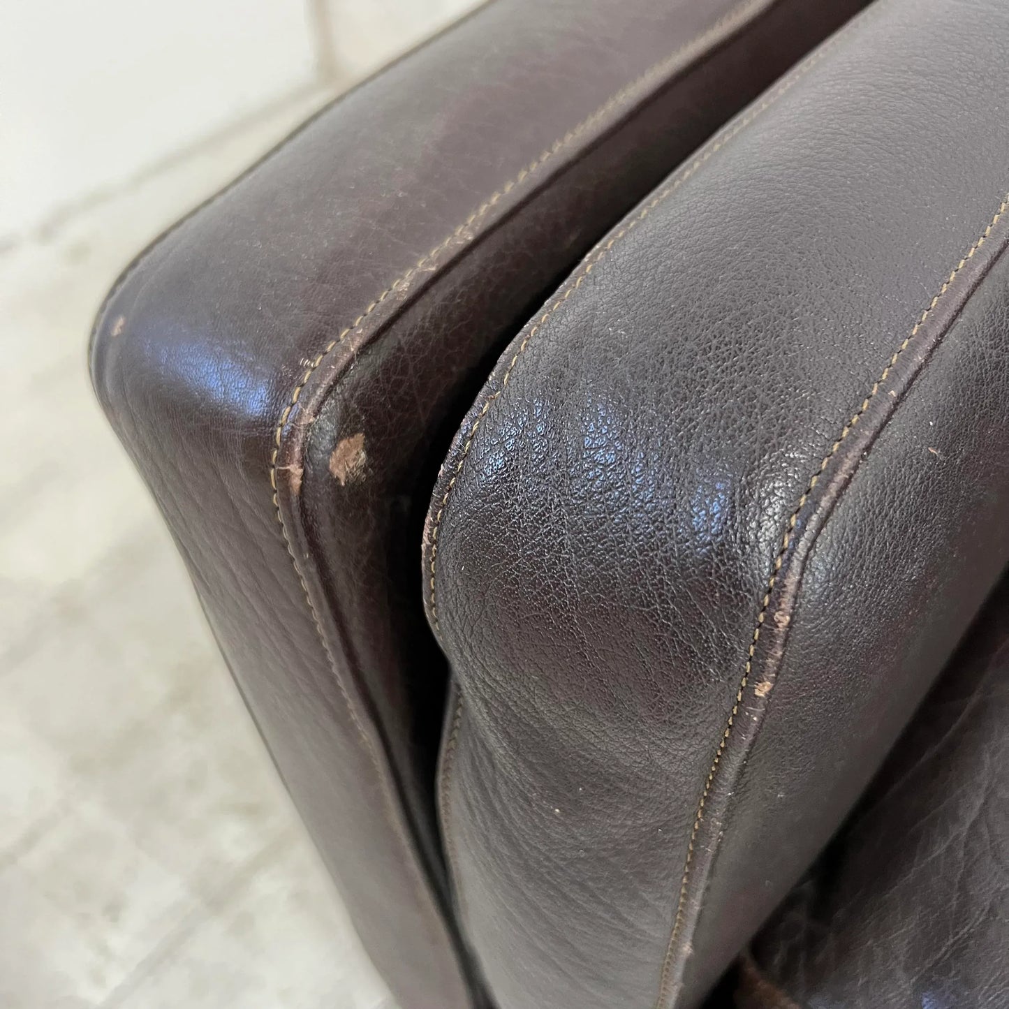 Mid Century Børge Mogensen Style Brown Leather Sofa