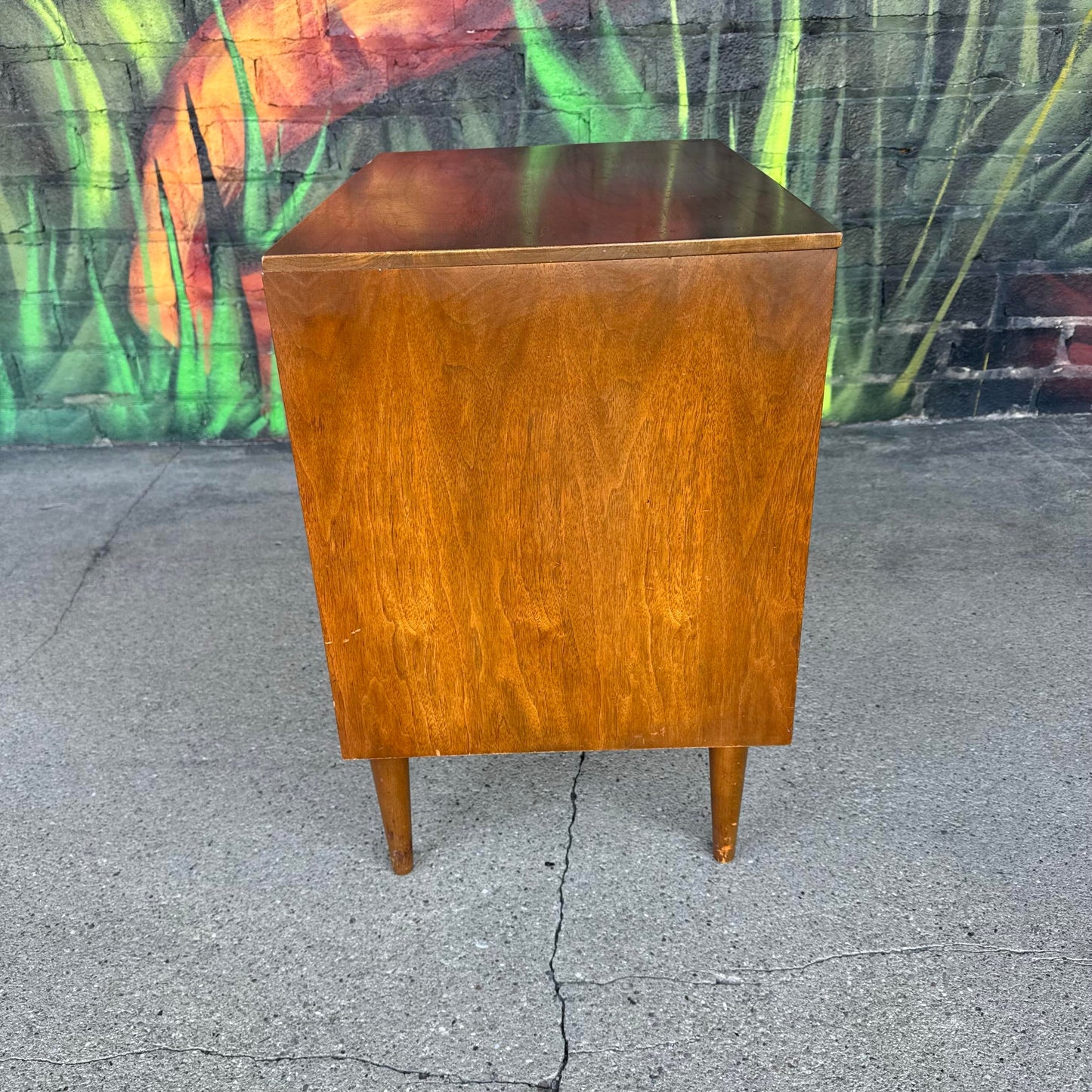 Mid Century Modern Wood Three-Drawer Nightstand