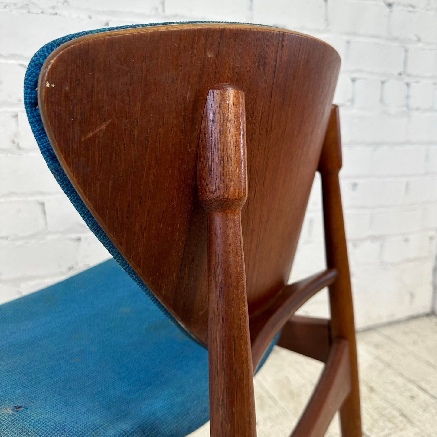 Pair of Danish Wooden Dining Side Chairs With Exposed Wood Backs
