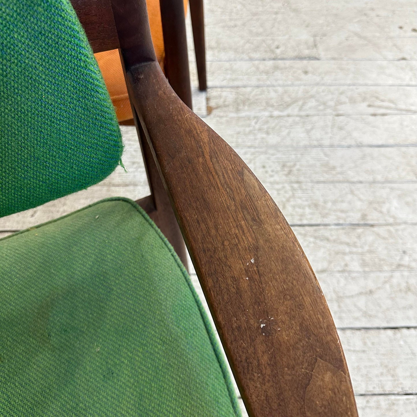 Pair of Jens Risom Walnut Arm Chairs