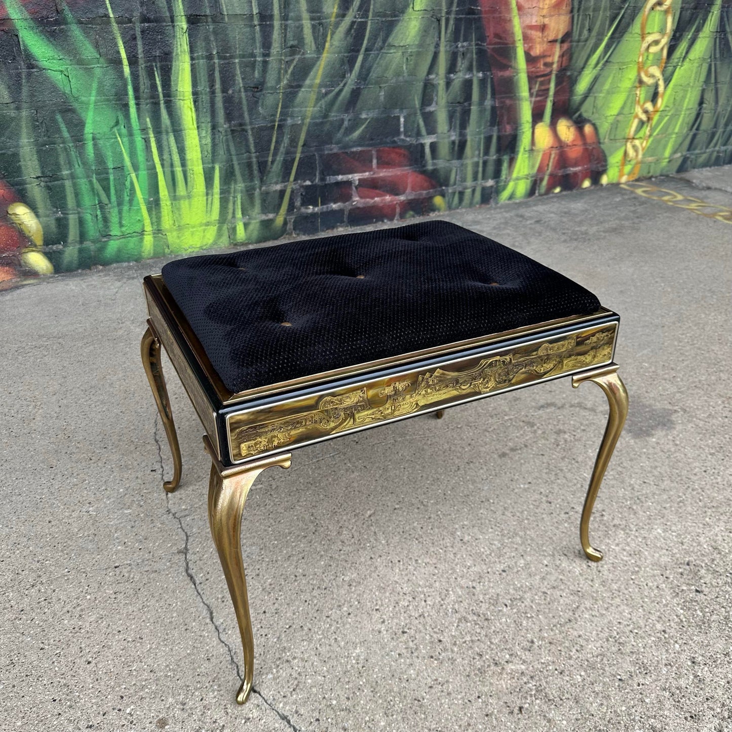 Acid Etched Mastercraft Ottoman by Bernhard Rohne Mid-Century Modern