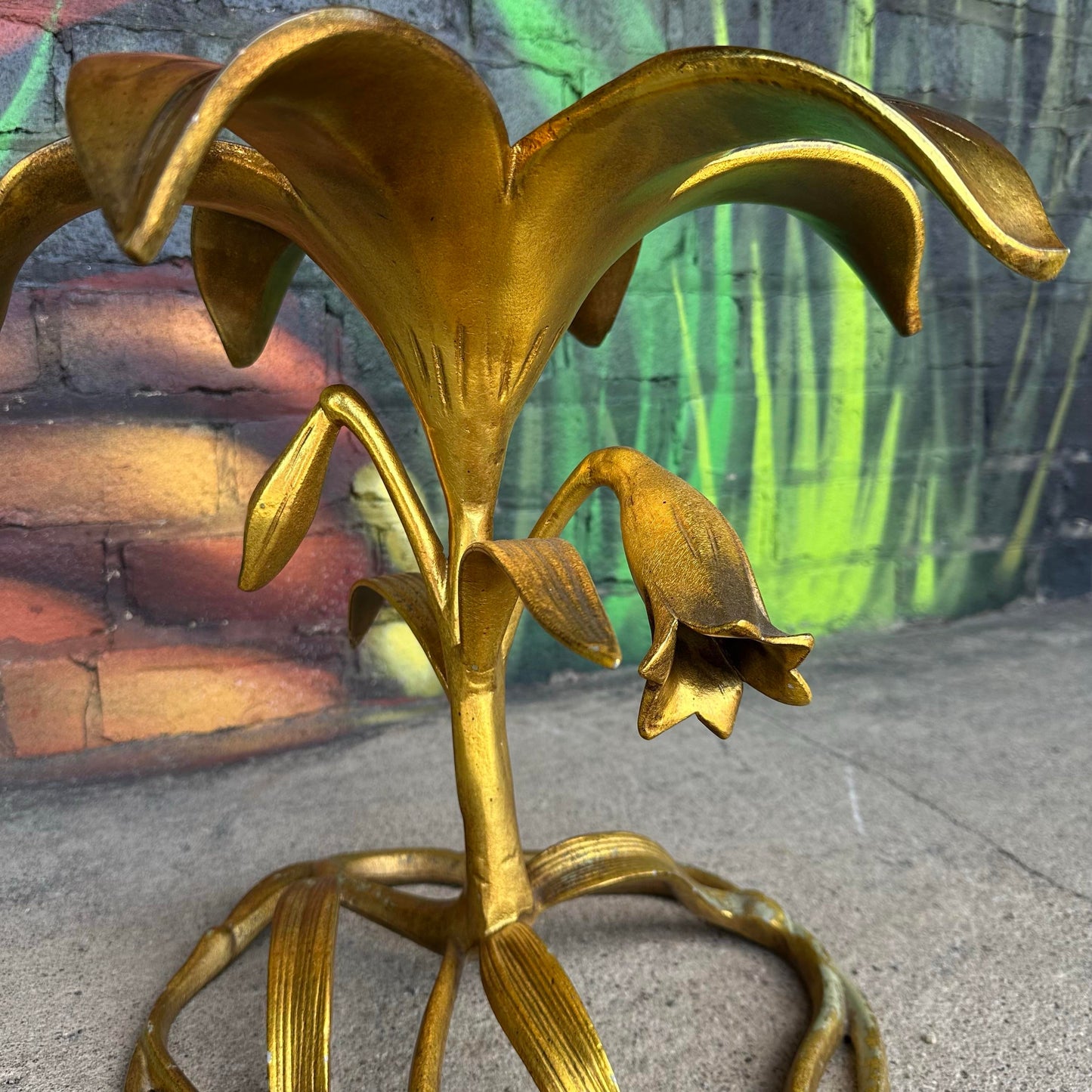 Mid Century Modern Drexel "Arthur Court" Lily Gilded Cast Aluminum Side Table