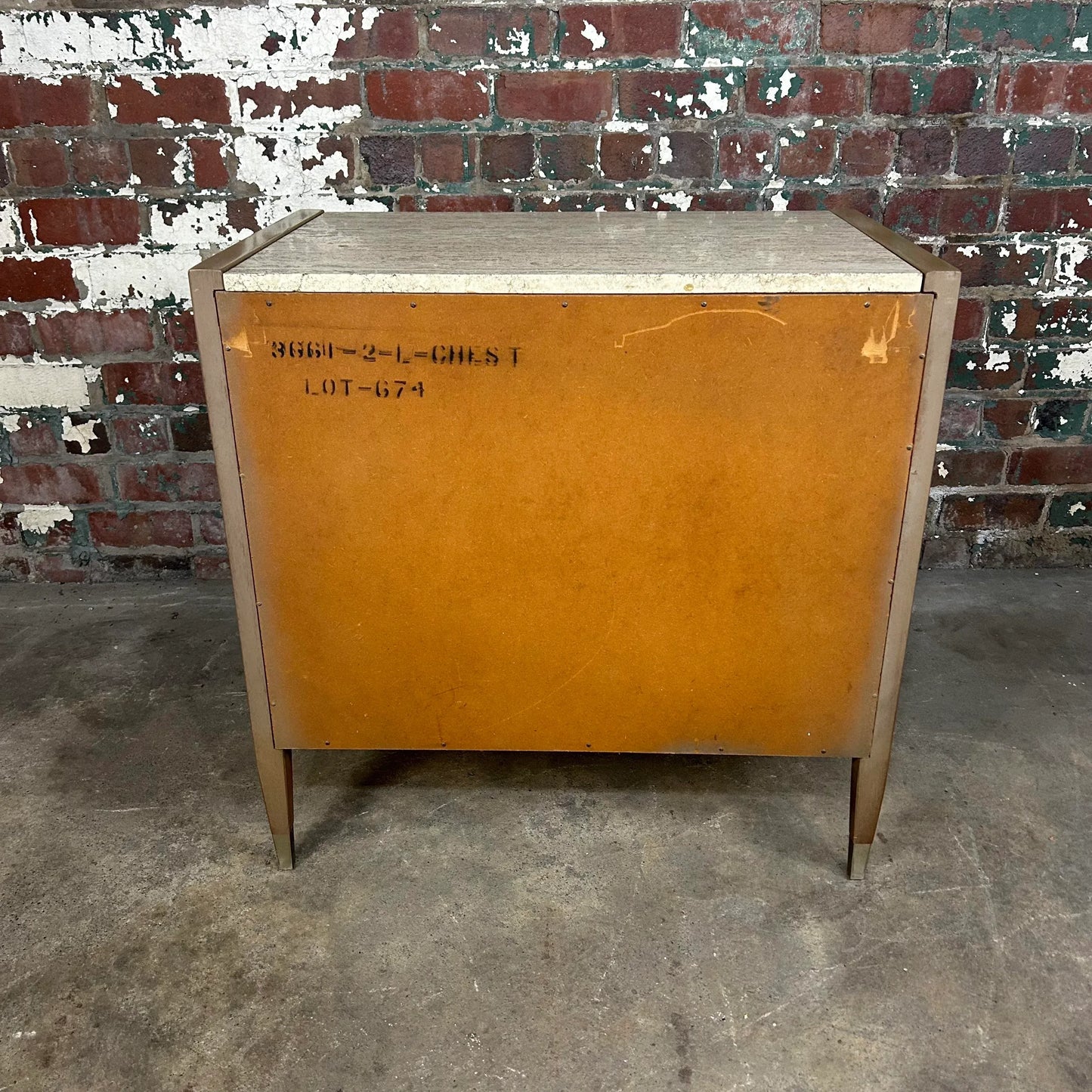 American of Martinsville Travertine Marble Top Chest