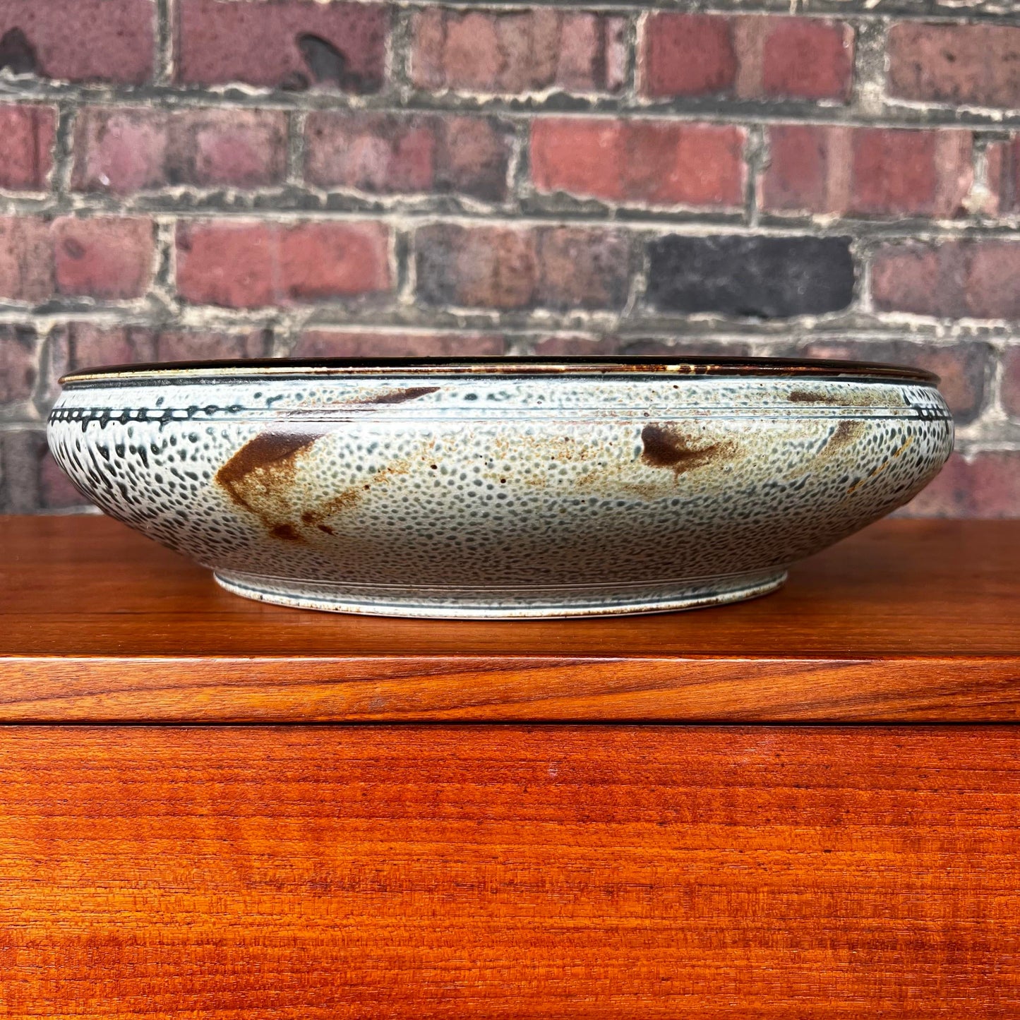 Stunning Ivory and Blue Ceramic Serving Bowl