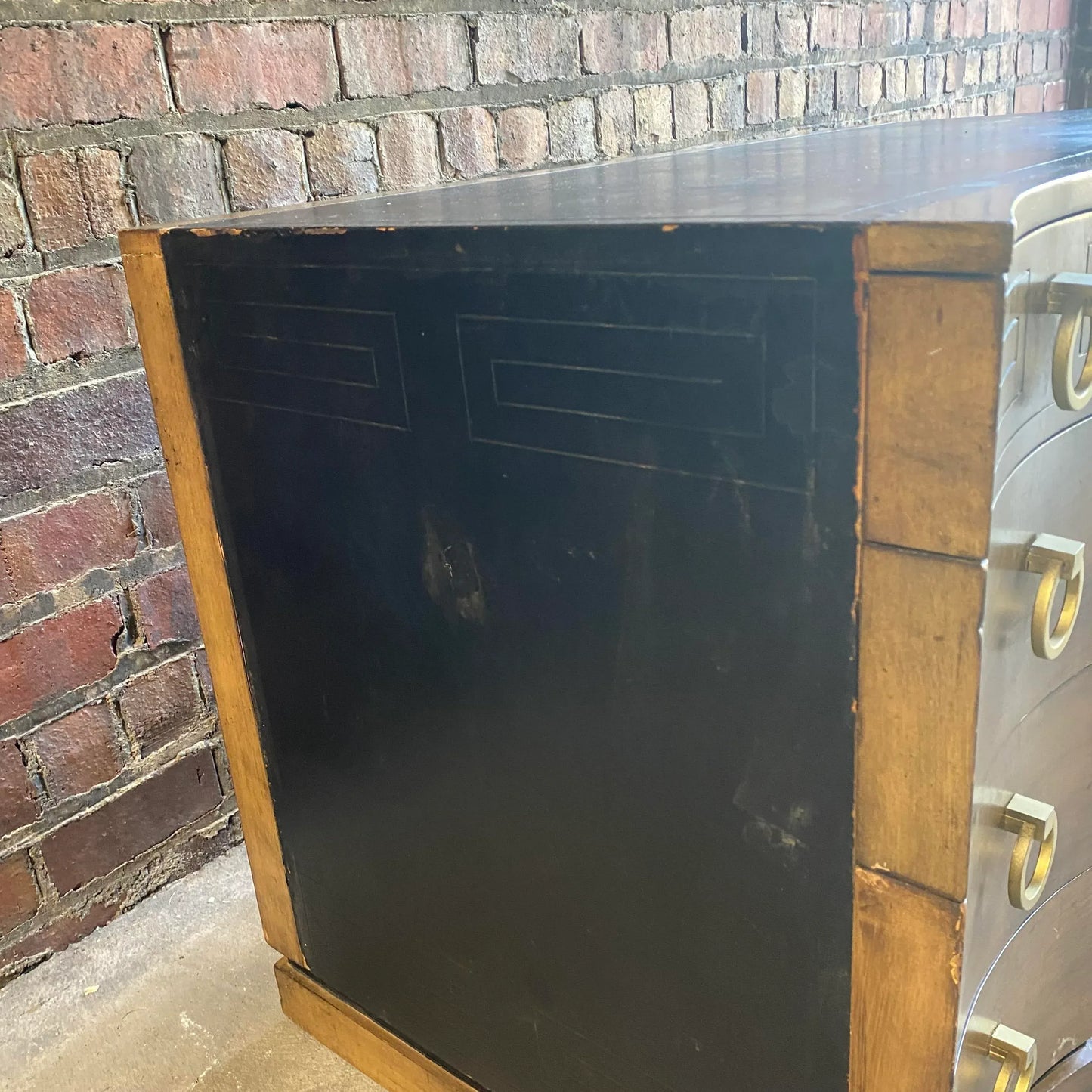 Mid 20th Century Greek Key Leather Top Desk Appears to Be by Parzinger