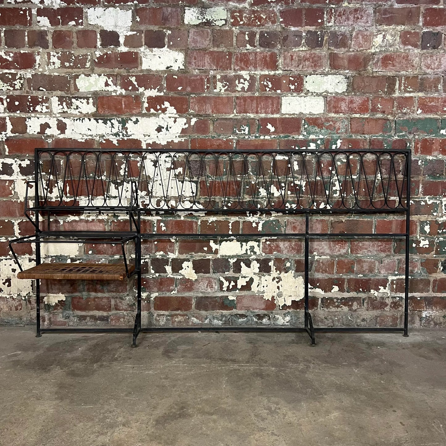Maurizio Tempestini for Salterini Iron Headboard With Shelves.