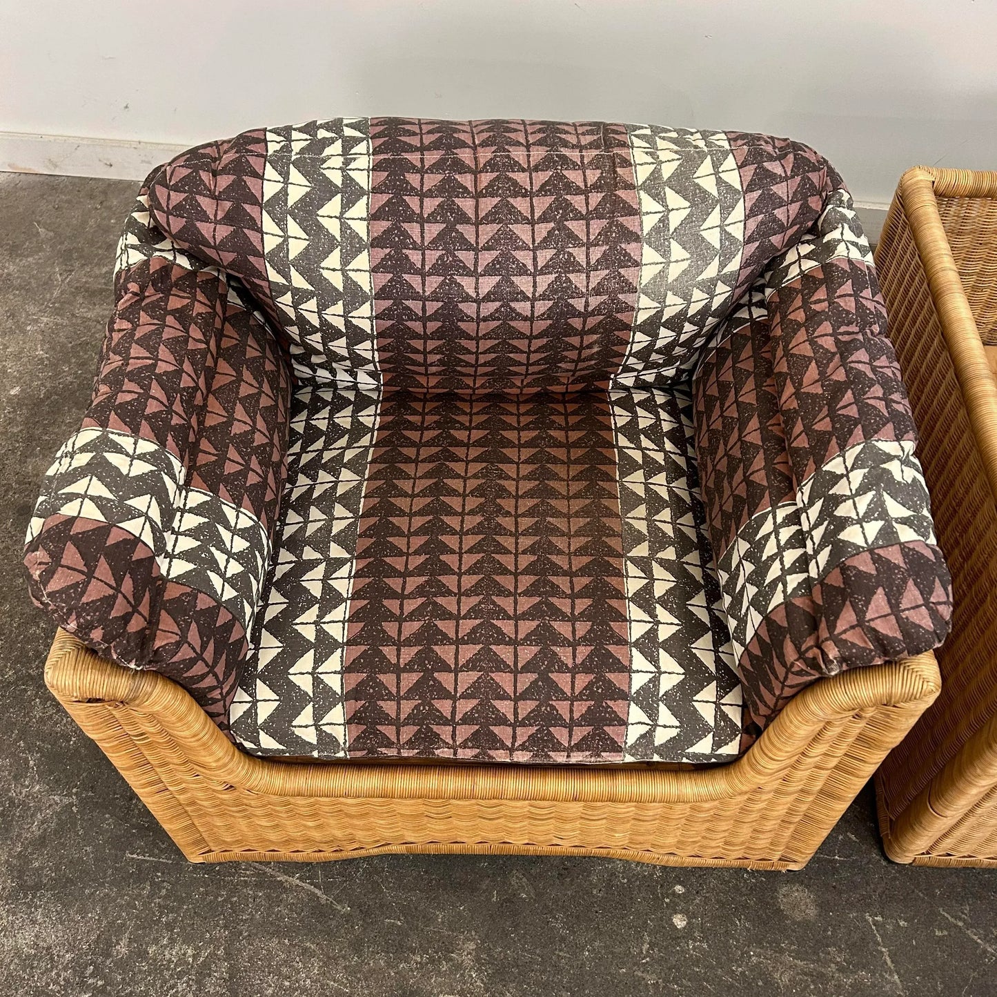 Pair of Wicker Indoor Club Chairs by Jack Cartwright for Founders 1970s