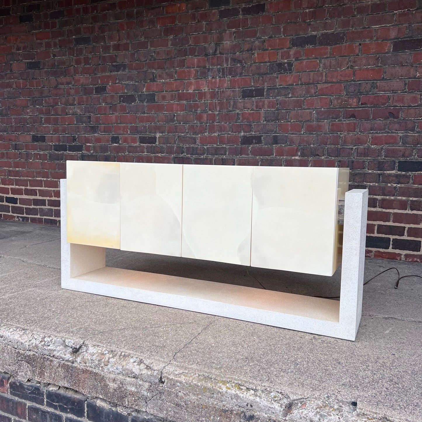 Karl Springer Lacquered Goatskin Lucite Floating Sideboard