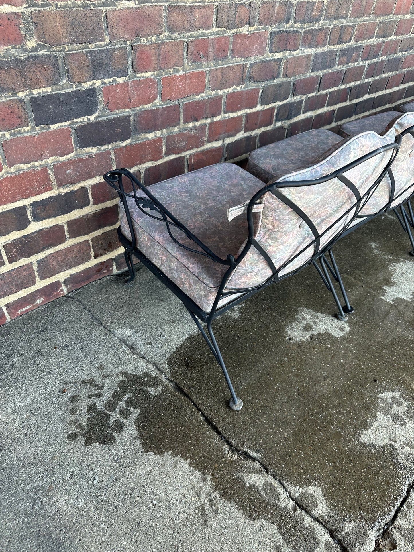 Vintage Woodard Six Piece Sectional Sofa Wrought Iron Patio Furniture, Attributed