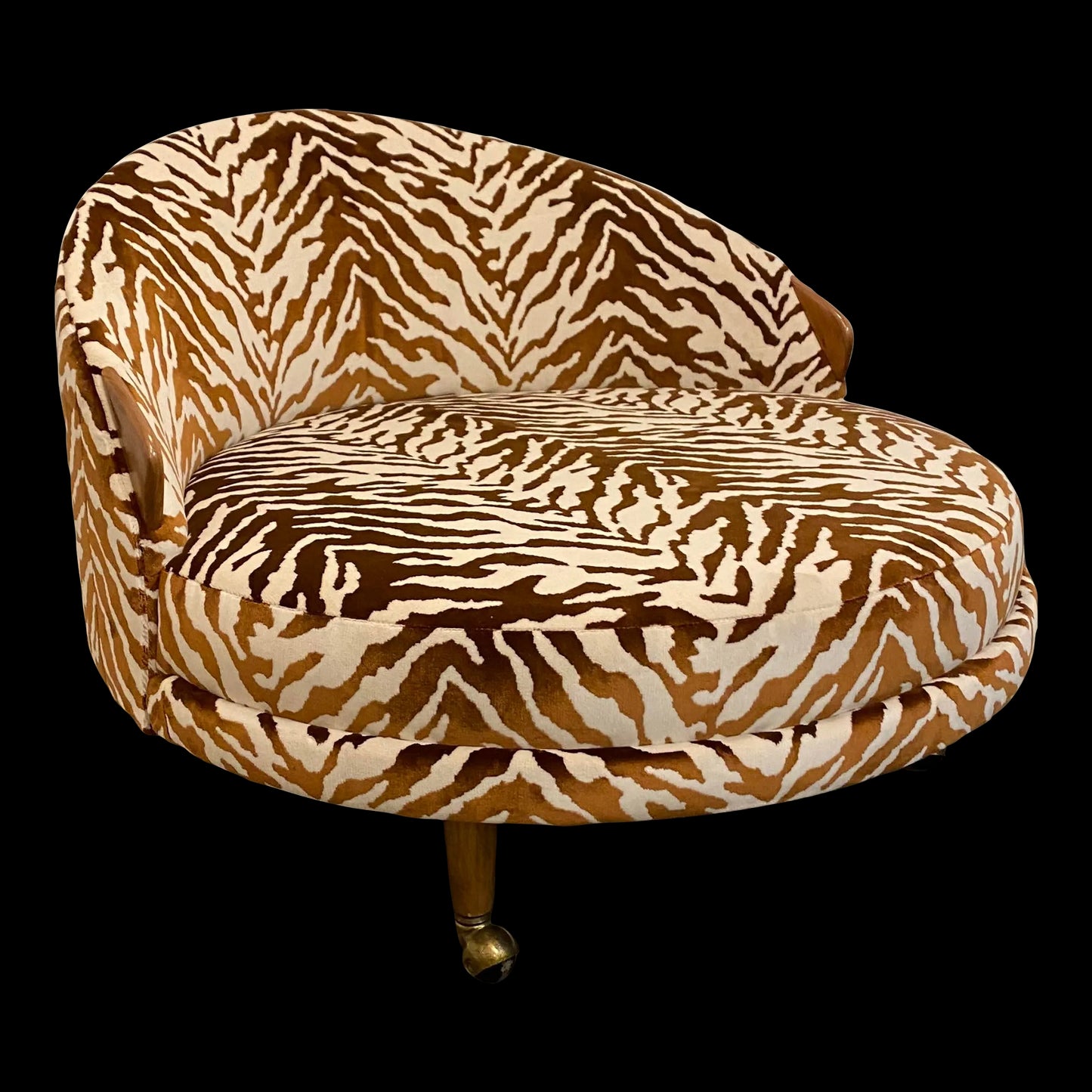 Adrian Pearsall Havana Chaise Lounges Reupholstered Zebra Chair on Casters