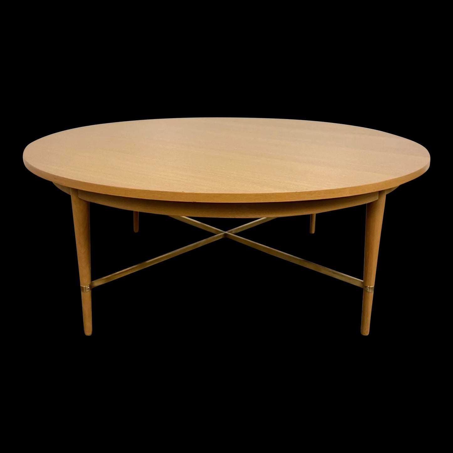 Paul McCobb for Calvin Refinished Coffee Table With Brass Stretchers