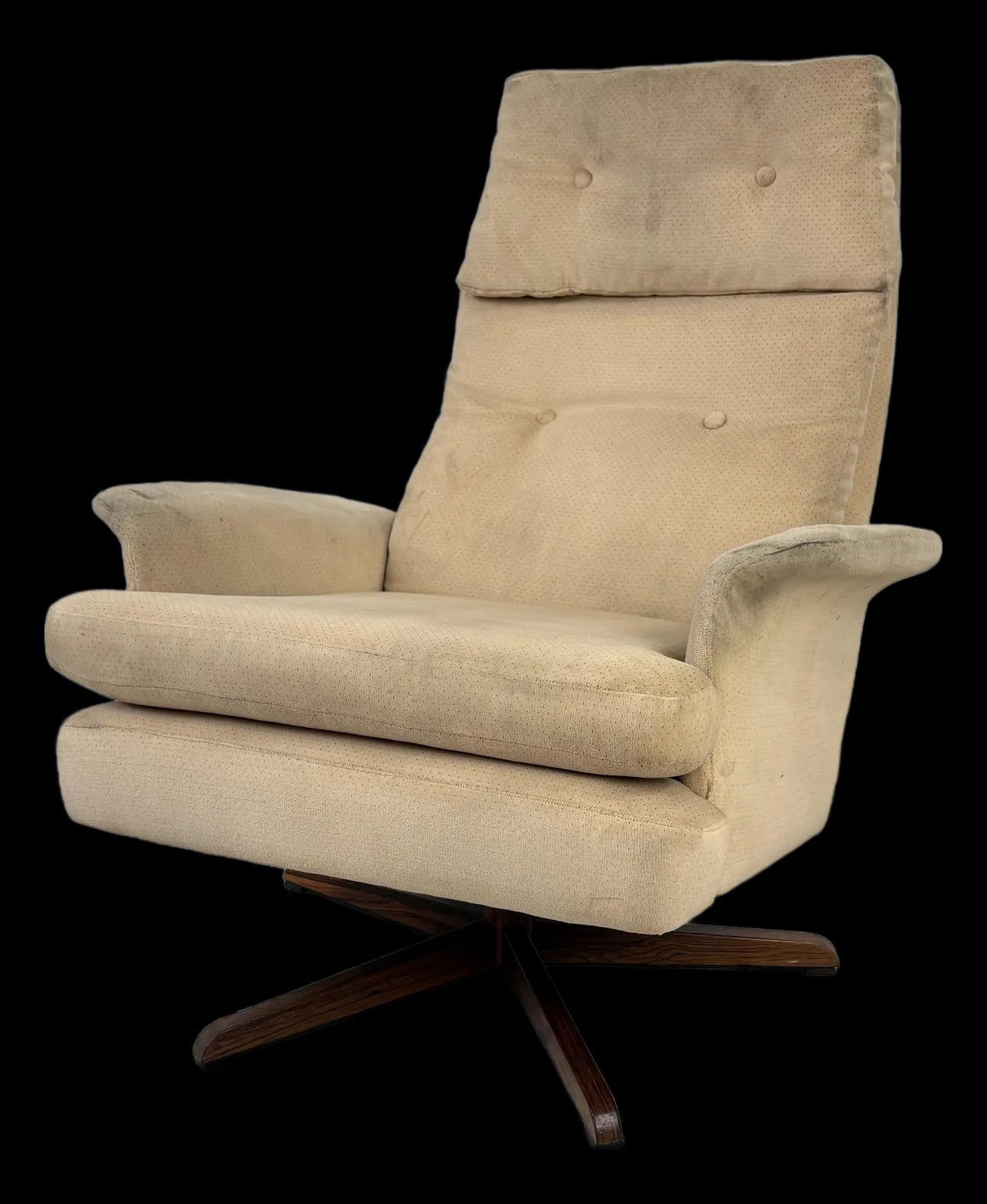 Mid Century Modern Scandinavian Lounge Chair on Rosewood Base Recliner