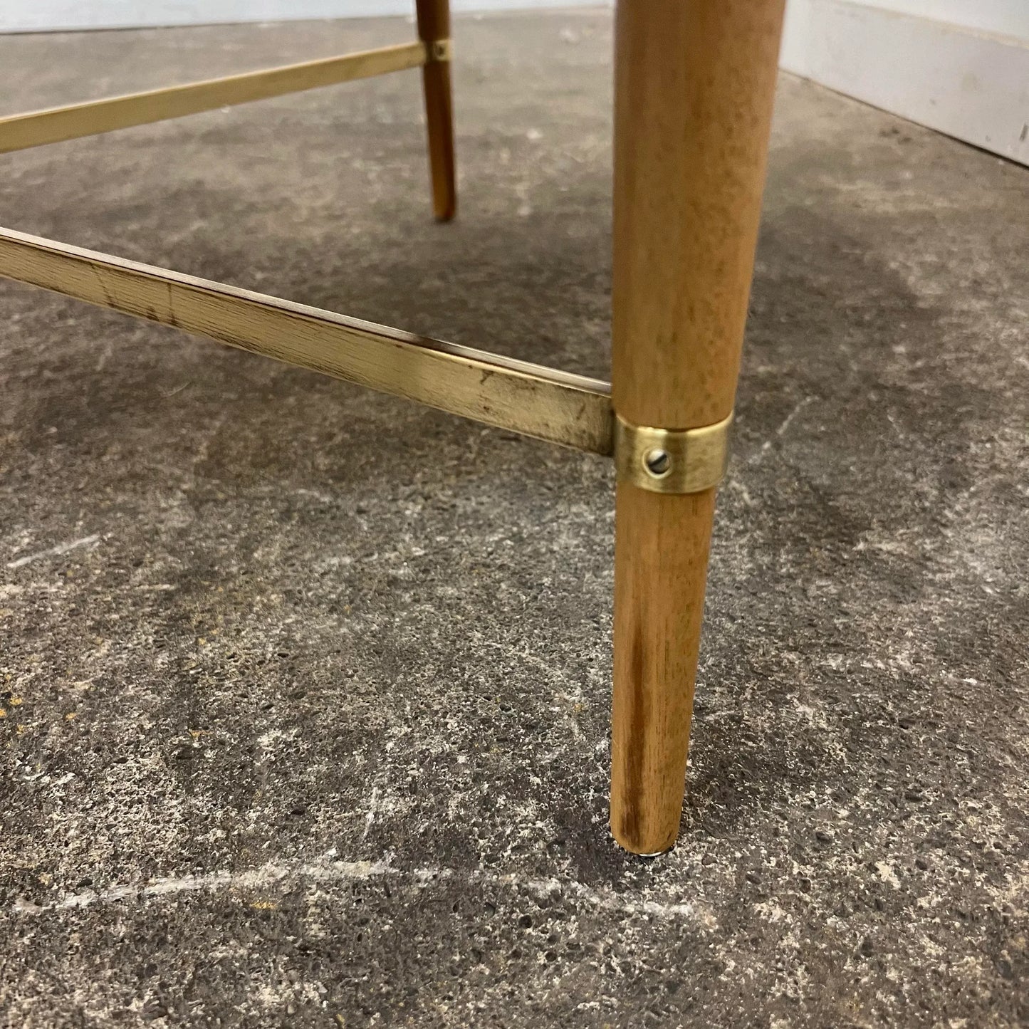 Paul McCobb for Calvin Refinished Coffee Table With Brass Stretchers