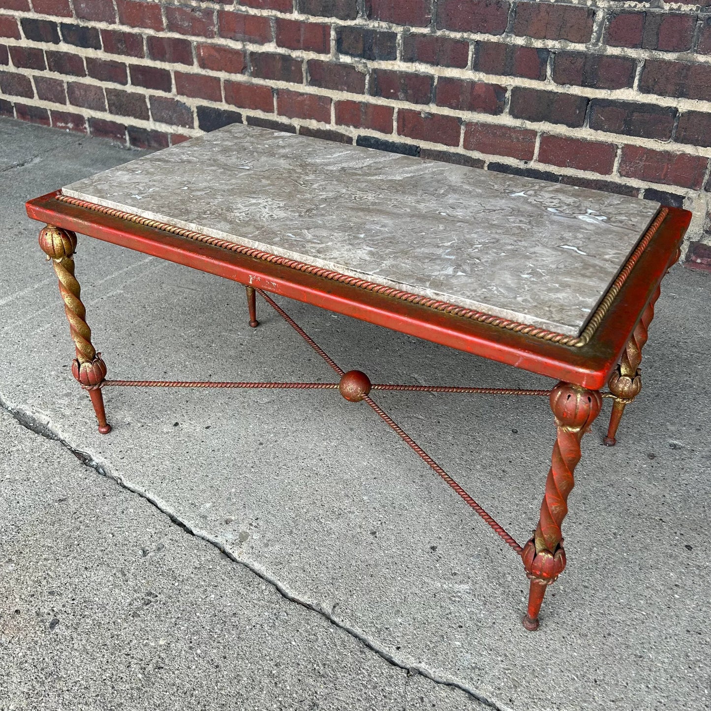 Louis Katona Iron and Marble Coffee Table Art Deco