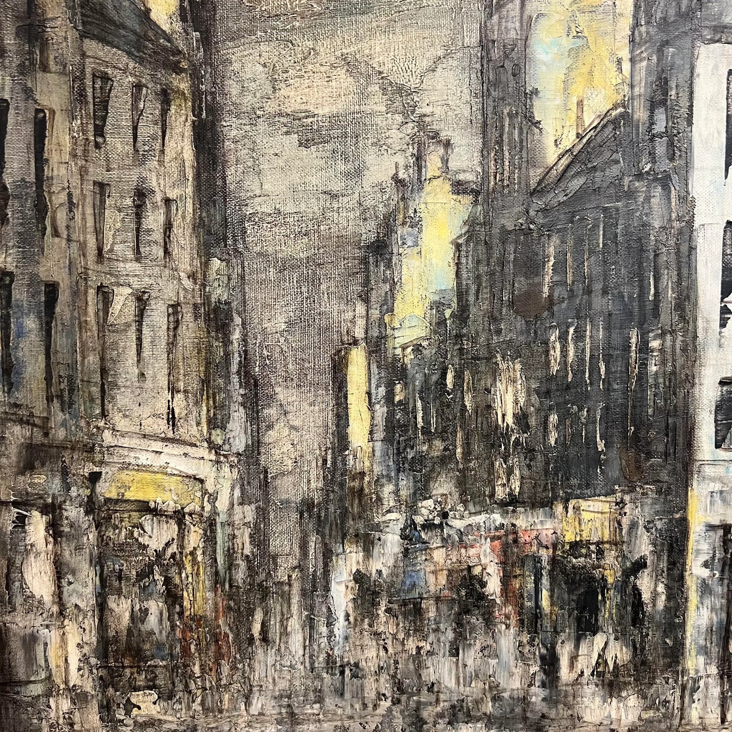 Mid 20th Century Framed Oil on Canvas Cityscape by W. Stevens