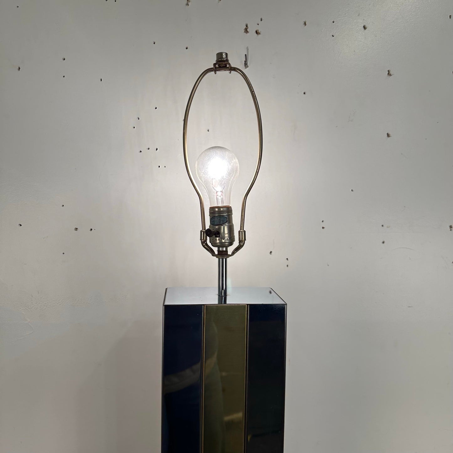 Mid Century Modern Robert Sonneman Chrome and Brass Table Lamp Style of Paul Evans