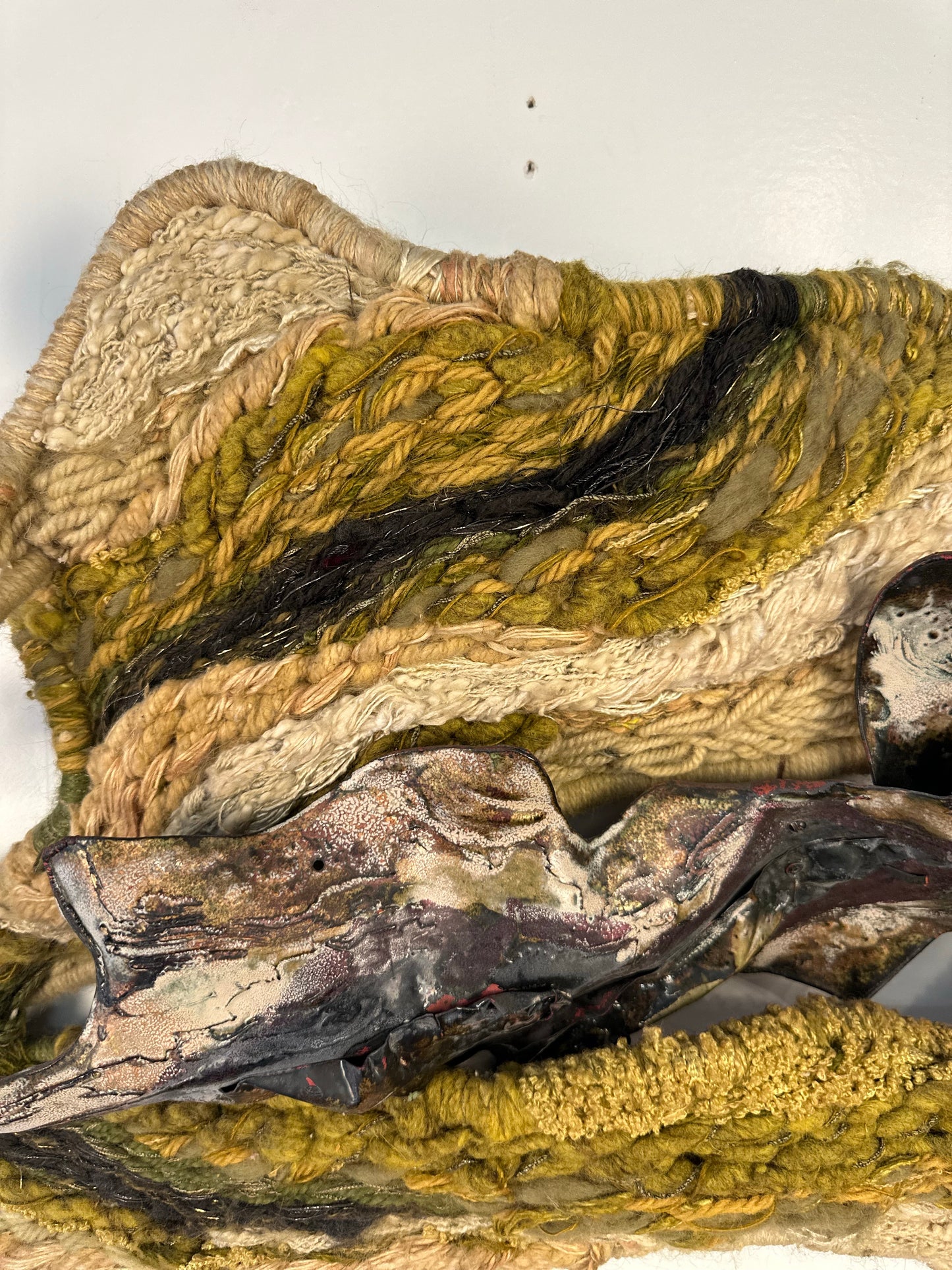 Fiber and Enamel Wall Art Hanging 70’s