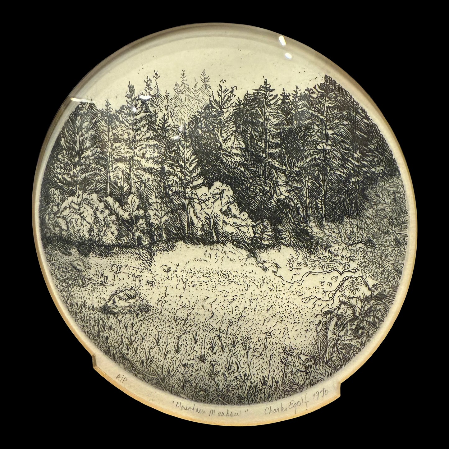 “Mountain Meadow” Etching Print by Egolf 1970