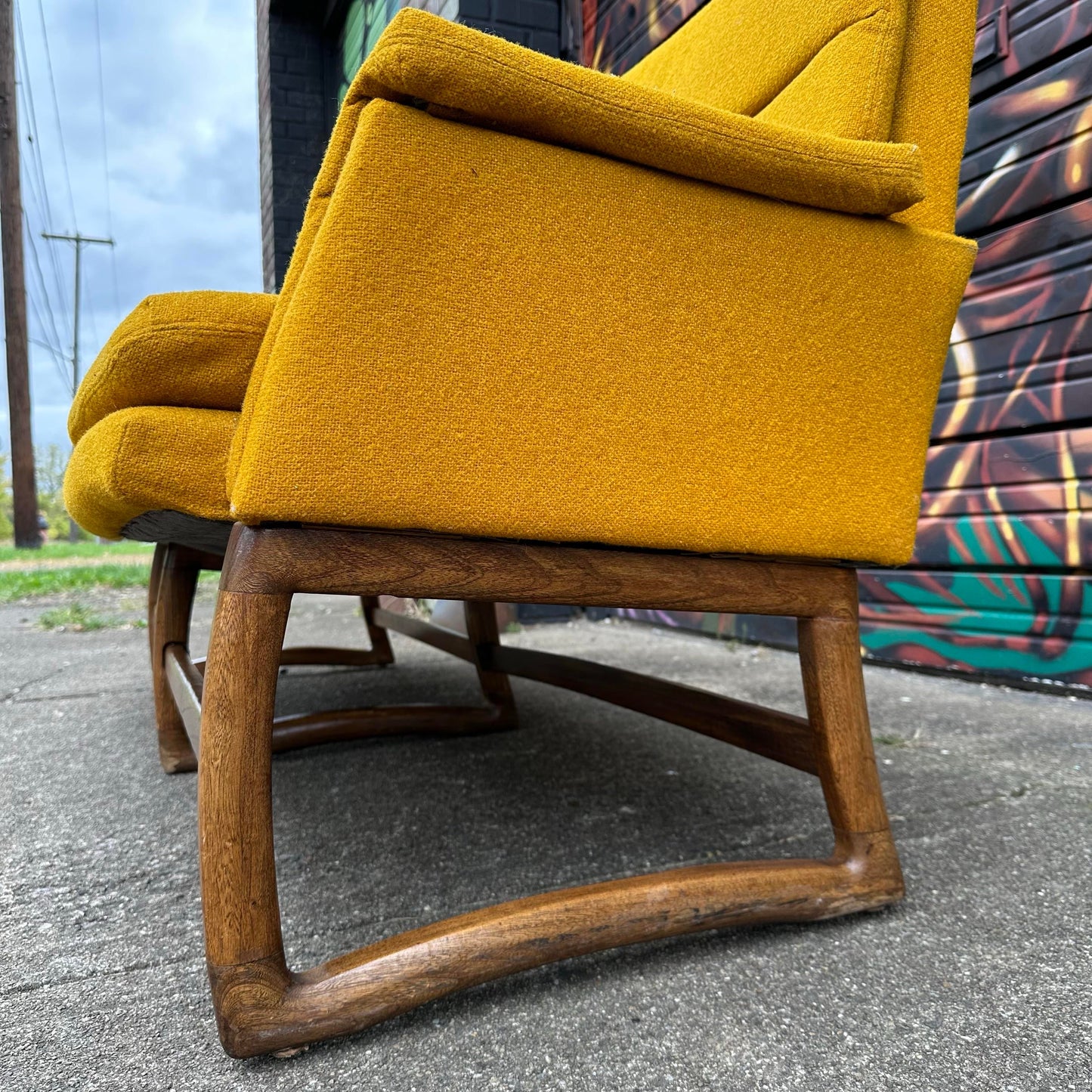 Mid 20th Century Pearsall-Style Sofa With Walnut Base