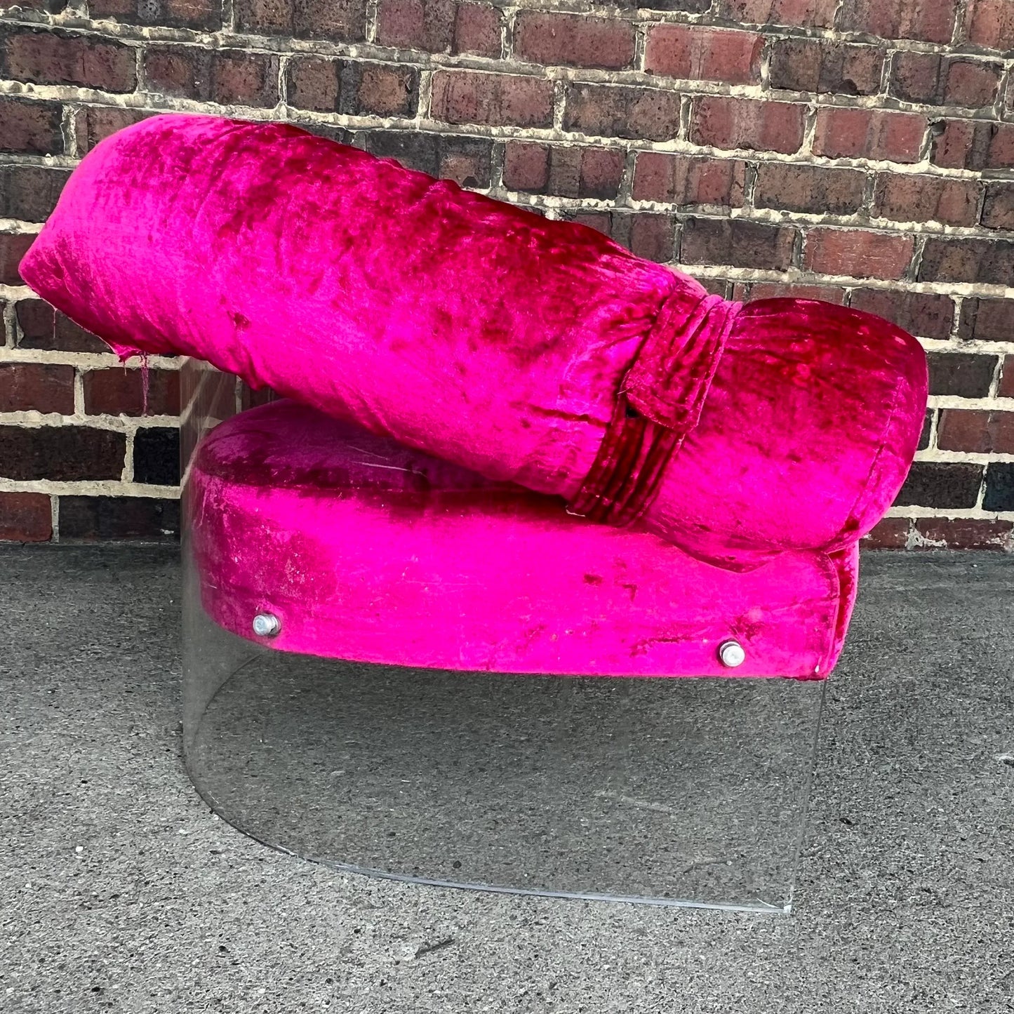 Pink Velvet Lucite Base Tub Chair Chair