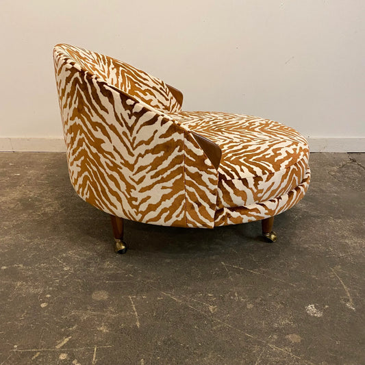 Adrian Pearsall Havana Chaise Lounges Reupholstered Zebra Chair on Casters