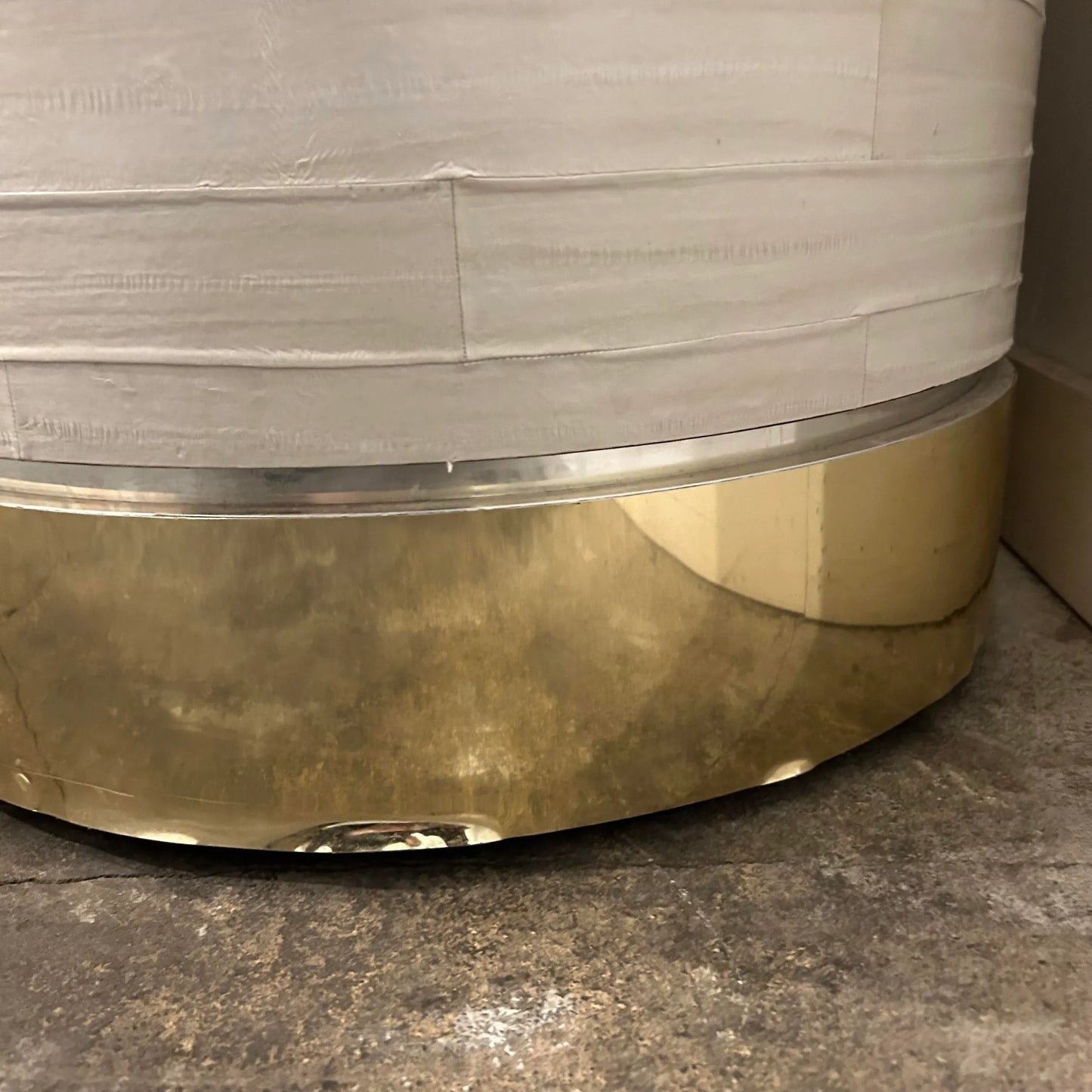 Karl Springer Leather Wrapped Marble Top Two Sided Credenza