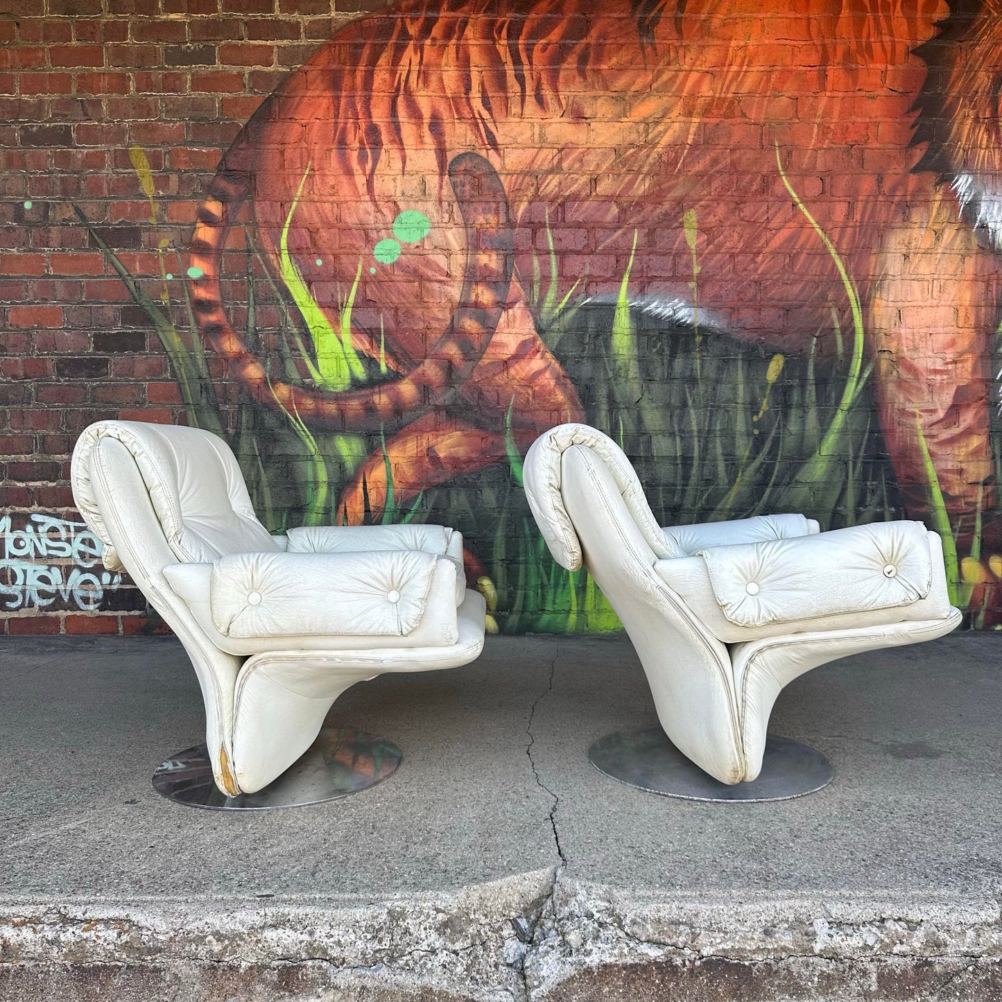 Pair Artifort? Vinyl and Chrome Chairs