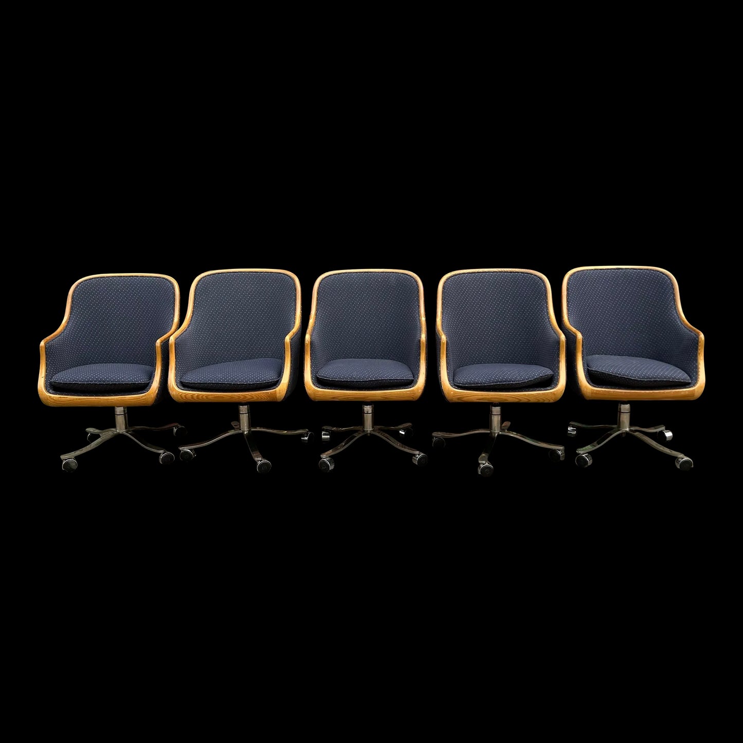 1970s Ward Bennett Office Chairs- Set of 5